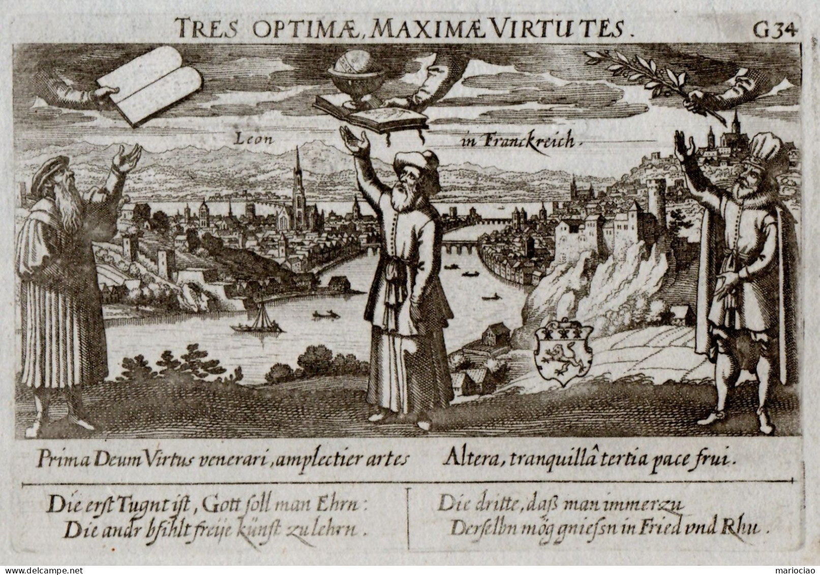 ST-FR LYON 1678~ Leon In Franckreich Daniel Meisner -TRES OPTIMAE, MAXIMAE VIRTUTES - Estampes & Gravures