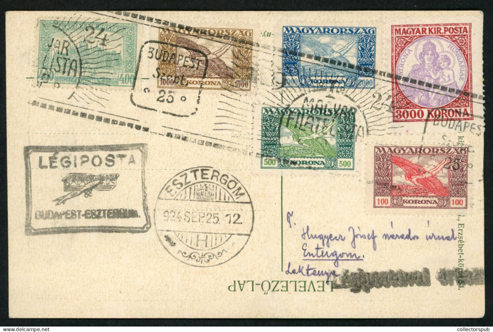 HUNGARY 1924. Nice Local Airmail Postcard - Brieven En Documenten