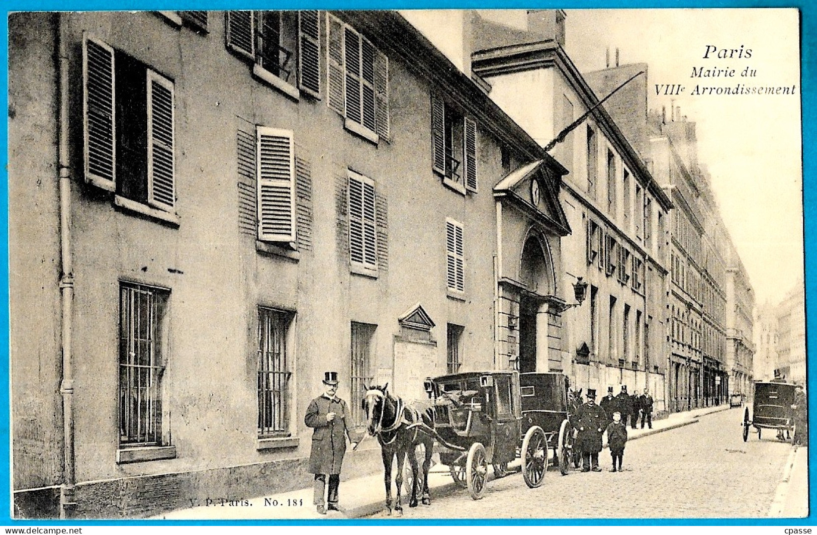 Rare CPA 75008 PARIS - Mairie Du VIIIe Arrondissement (Attelages, Taxis...) ° V.P. N° 181 - Paris (08)