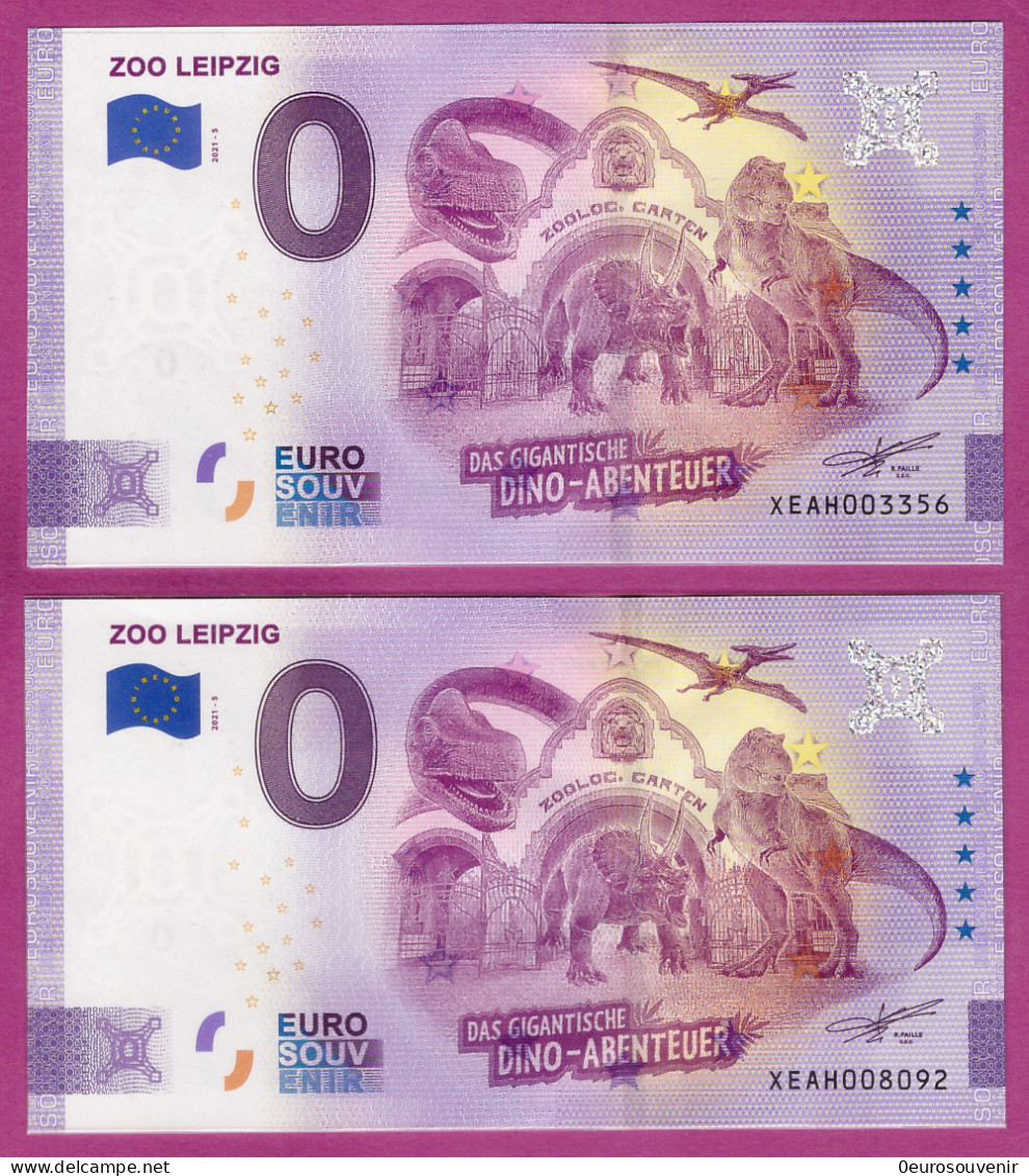 0-Euro XEAH 2021-5  ZOO LEIPZIG - DAS GIGANTISCHE DINO-ABENTHEUER  SET NORMAL+ANNIVERSARY - Pruebas Privadas