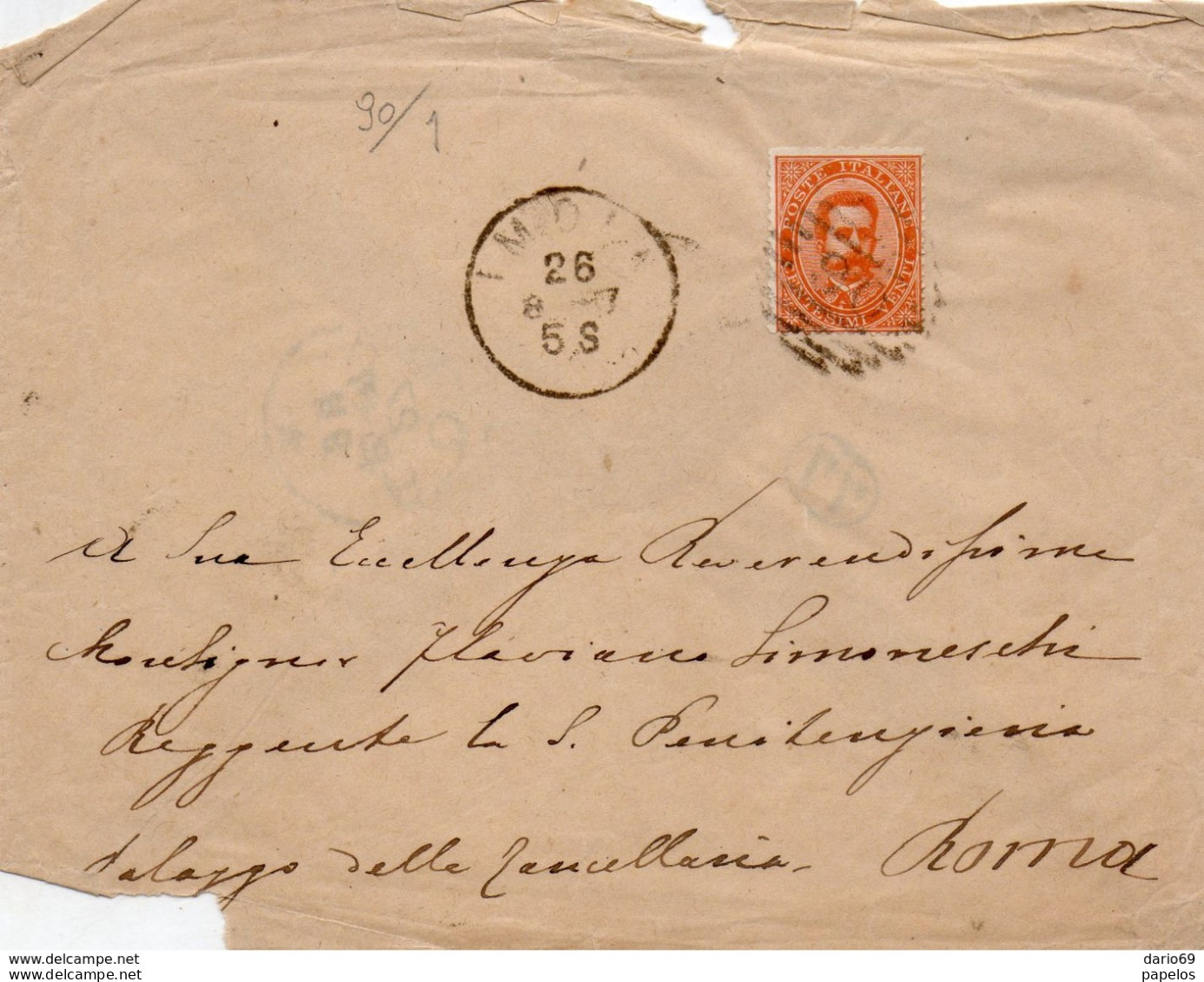 1887 LETTERA CON ANNULLO NUMERALE IMOLA - Storia Postale