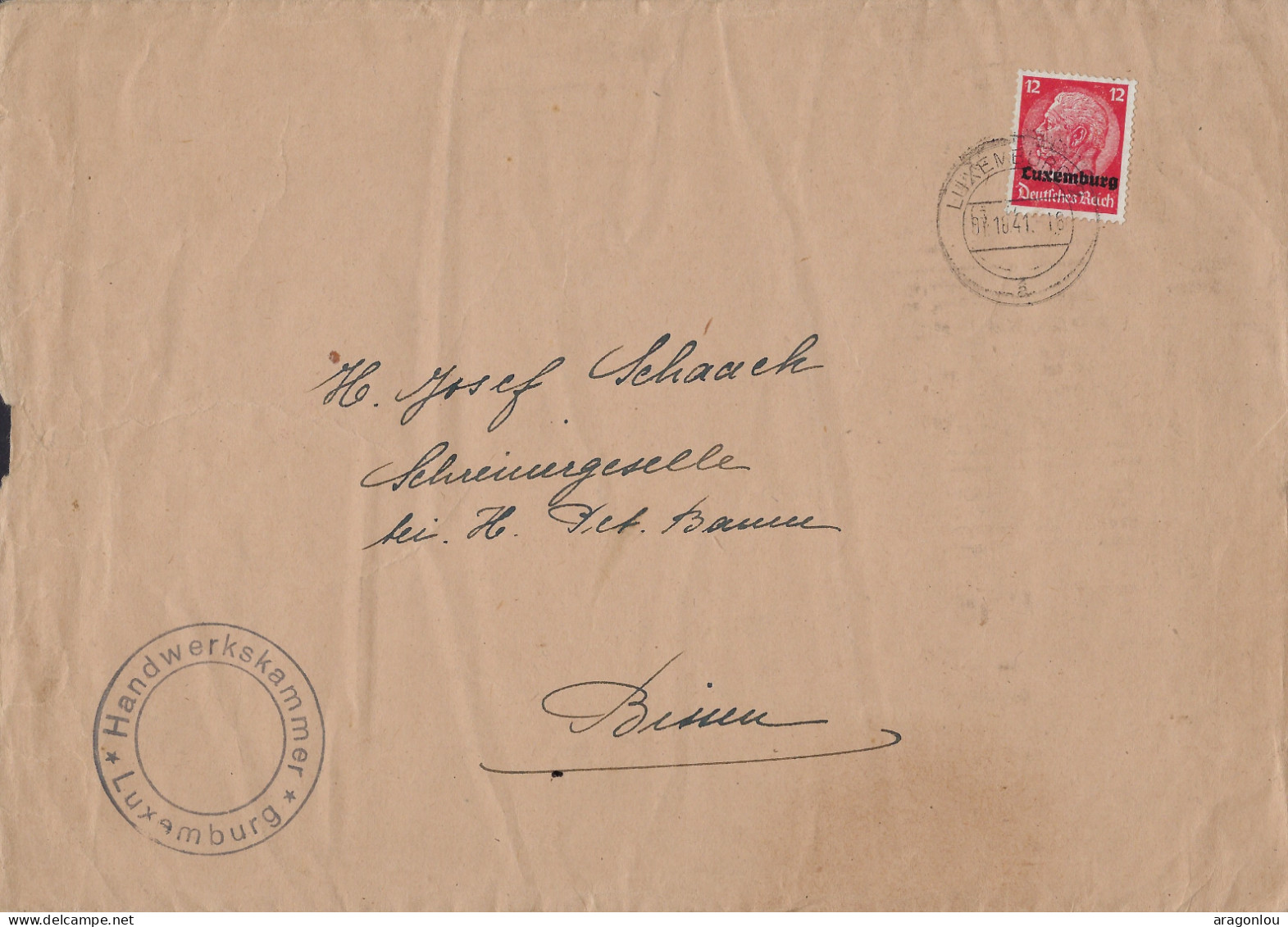 Luxembourg - Luxemburg -   Lettre  Occupation   1941 - 1940-1944 Ocupación Alemana