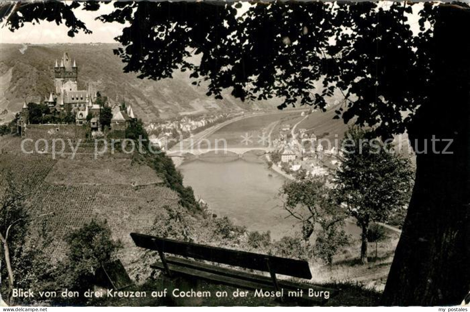 73331167 Cochem Mosel Blick Von Den Drei Kreuzen Mit Burg Cochem Mosel - Cochem