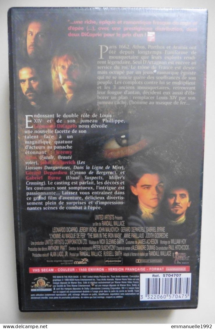 VHS L'homme Au Masque De Fer - Leonardo DiCaprio Jeremy Irons John Malkovich Neuf Sous Cellophane - Acción, Aventura