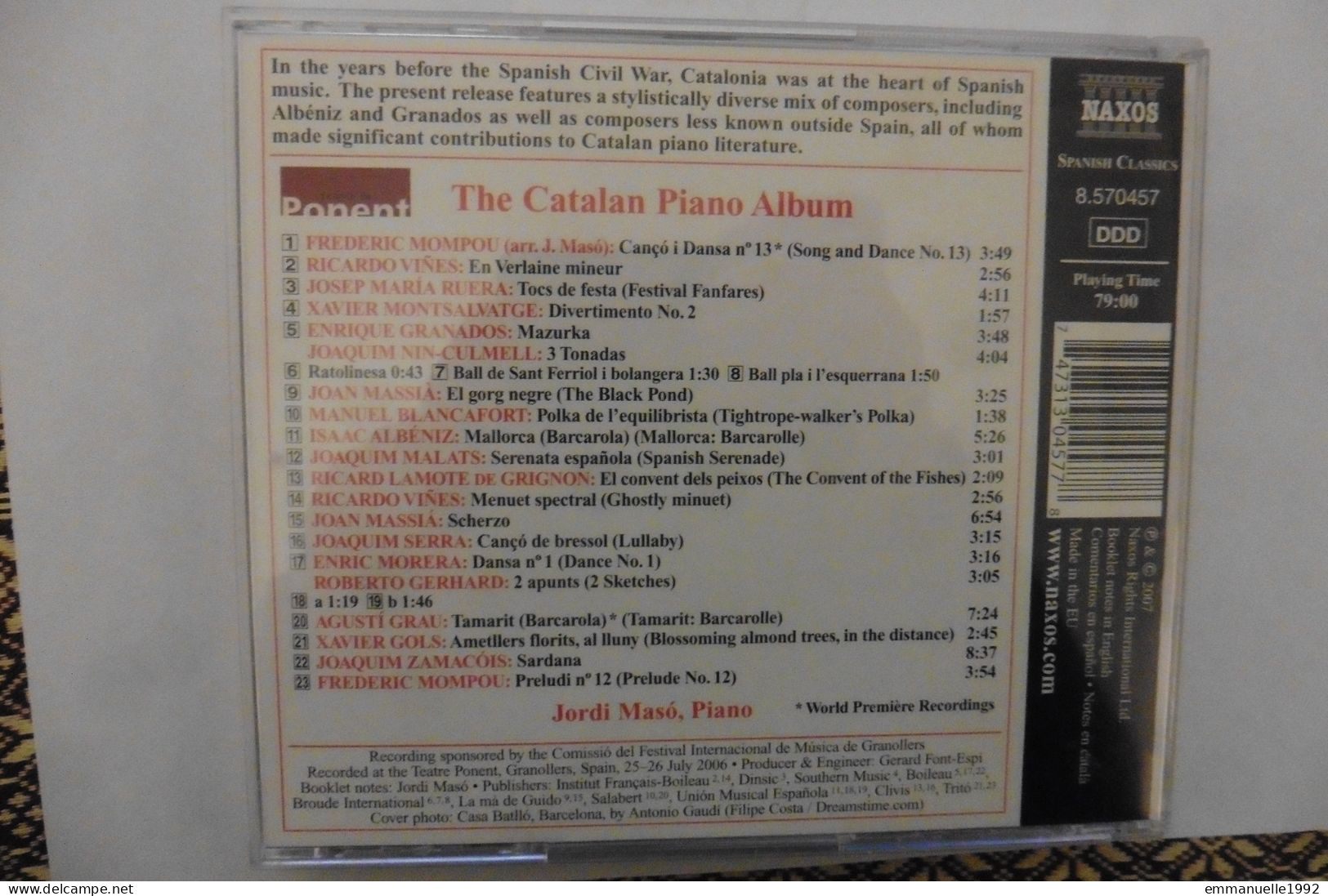 CD Spanish Classics The Catalan Piano Album Mompou Granados Albeniz Etc Naxos - RARE ! - Other - Spanish Music