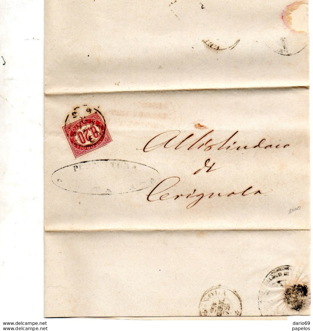 1874  LETTERA   CON ANNULLO  FOGGIA - Storia Postale