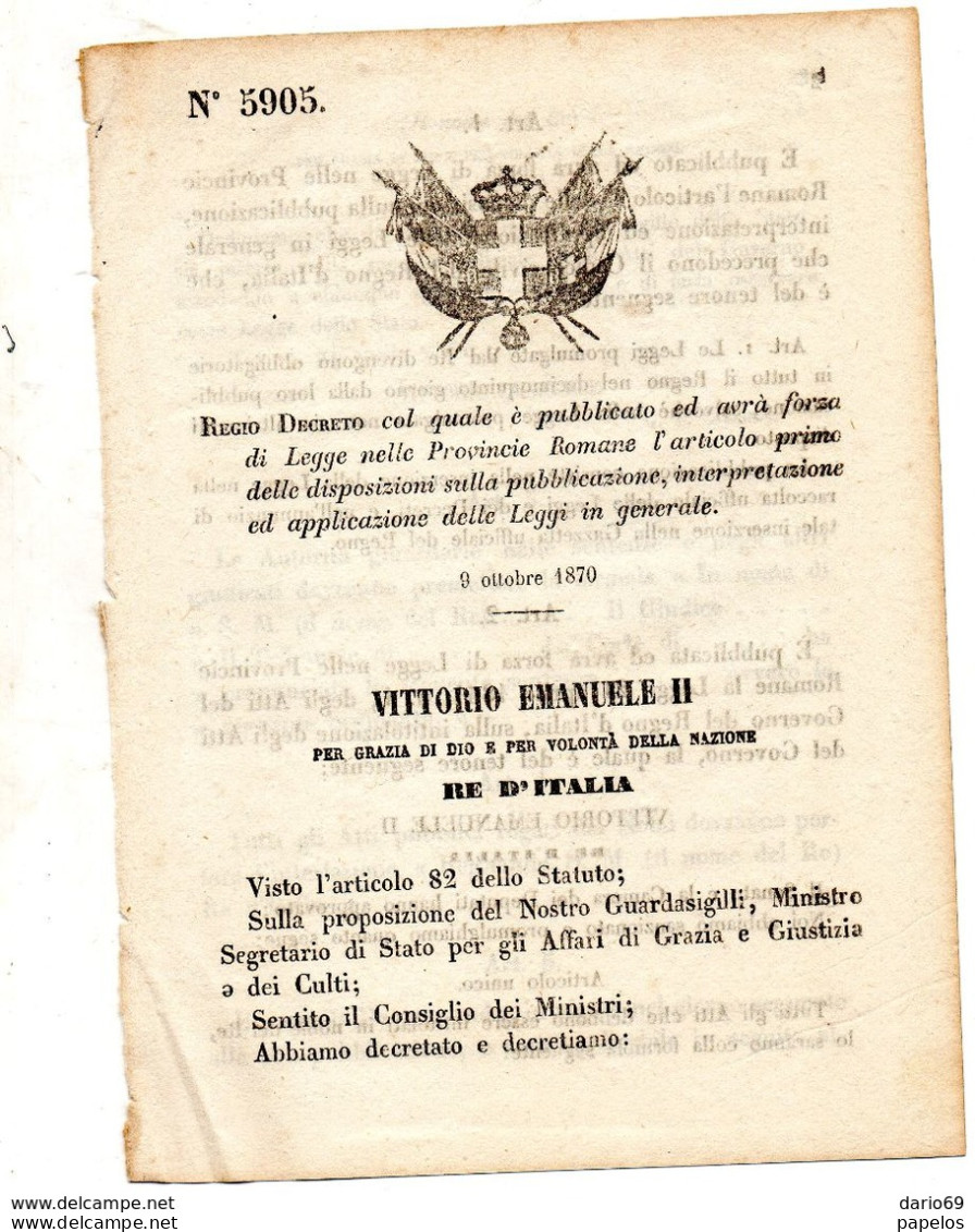 1870  DECRETO - Décrets & Lois