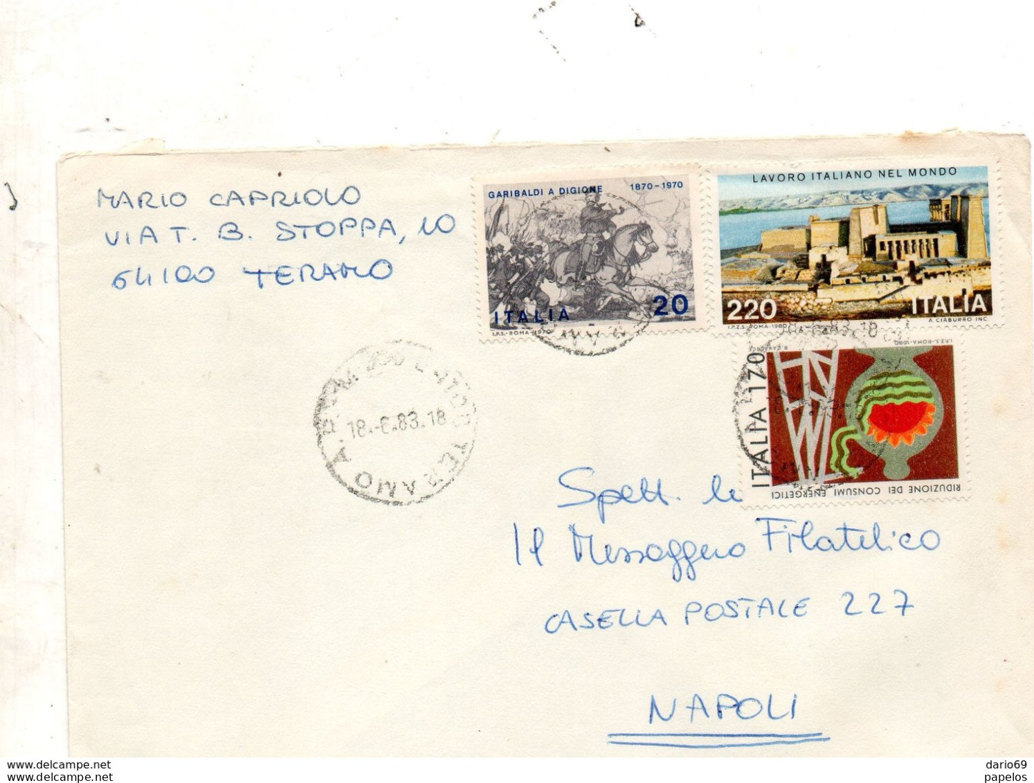 1983  LETTERA CON ANNULLO TERAMO - 1981-90: Marcophilia