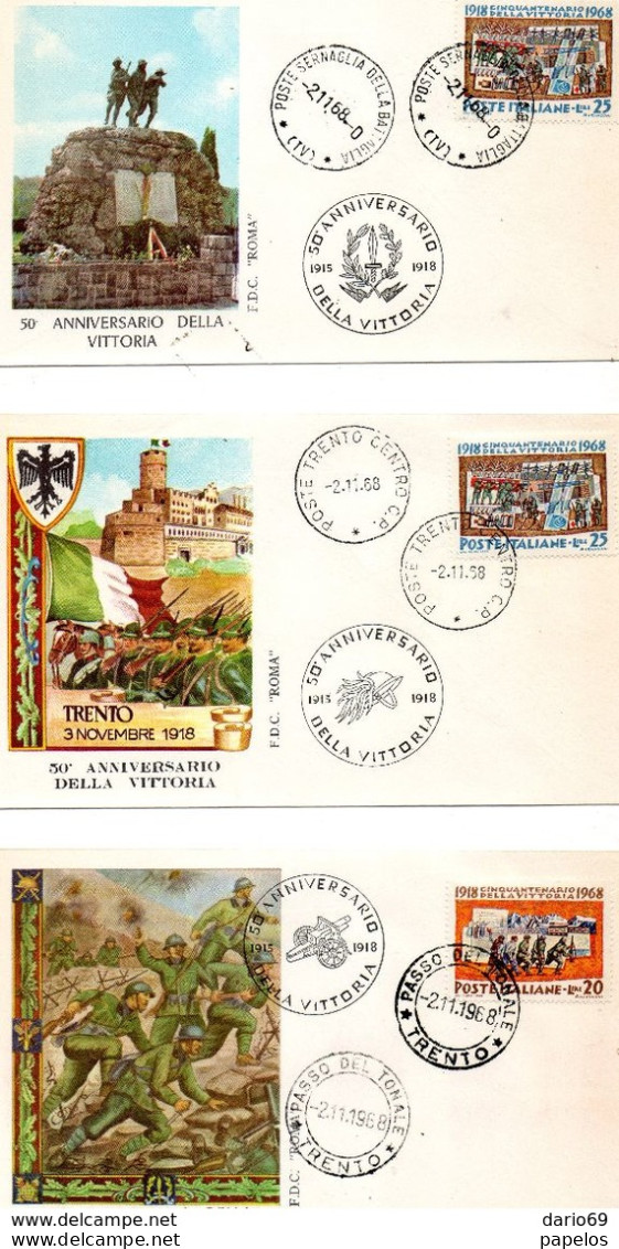 1968 50° ANNIVERSARIO DELLA VITTORIA , GIRO COMPLETO - FDC