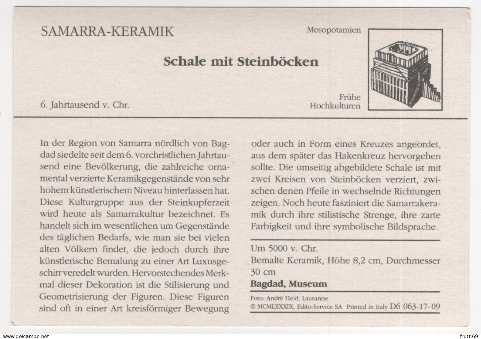 AK 210285 ART / PAINTING ... - Mesopotamien - Samarra-Keramik - Schale Mit Steinböcken - Antichità