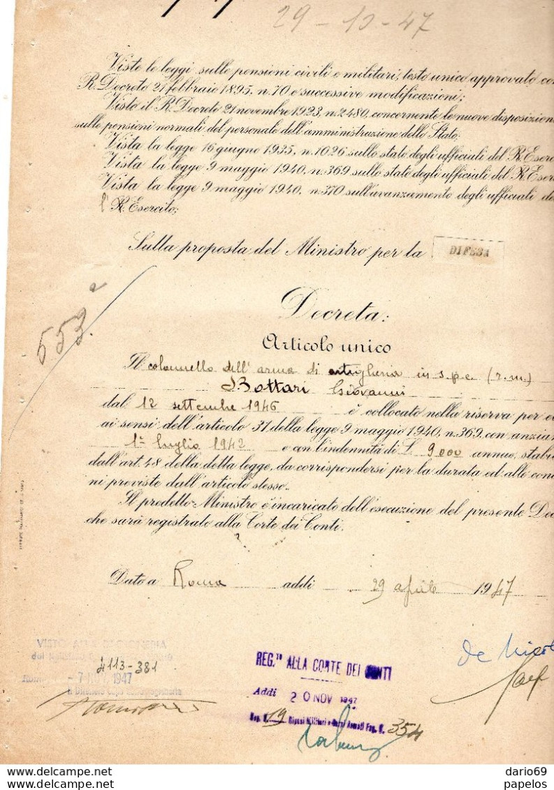 1947 CAPO PROVVISORIO DELLO STATO - Decrees & Laws