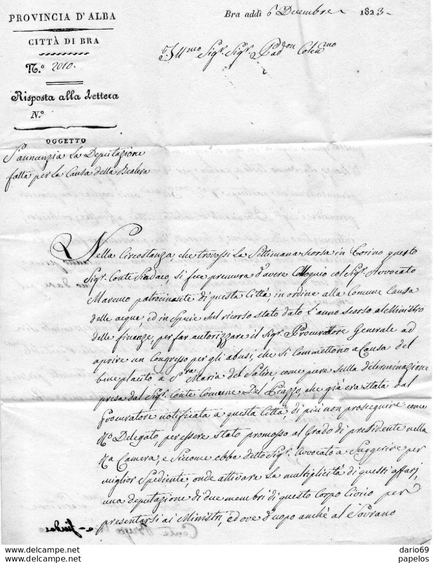 1823  LETTERA CON ANNULLO BRA  CUNEO - 1. ...-1850 Vorphilatelie