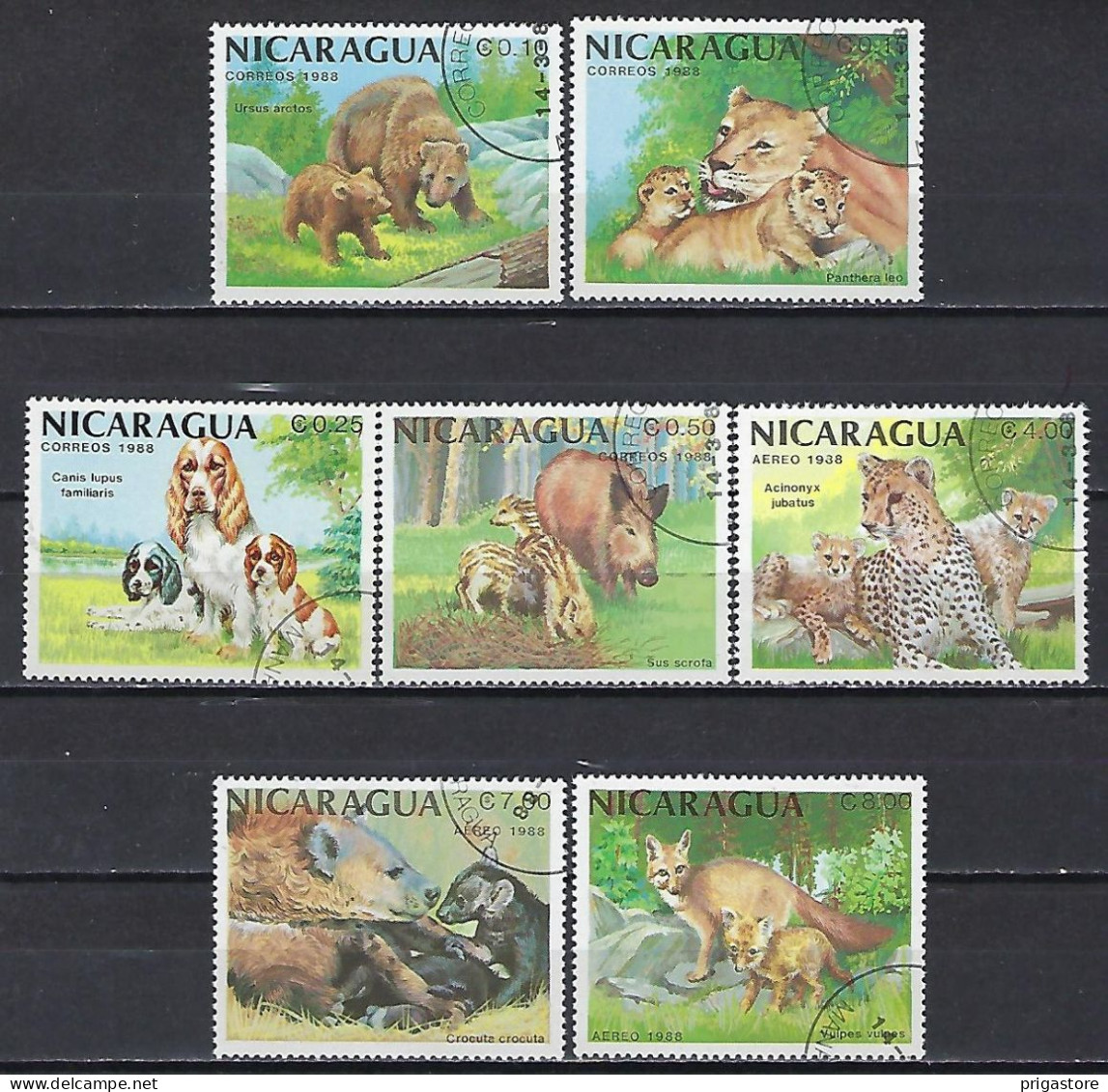 Nicaragua 1988 Animaux Sauvages (609) Yvert N° 1504 à 1507 Et PA 1231 à 1233 Oblitéré Used - Nicaragua