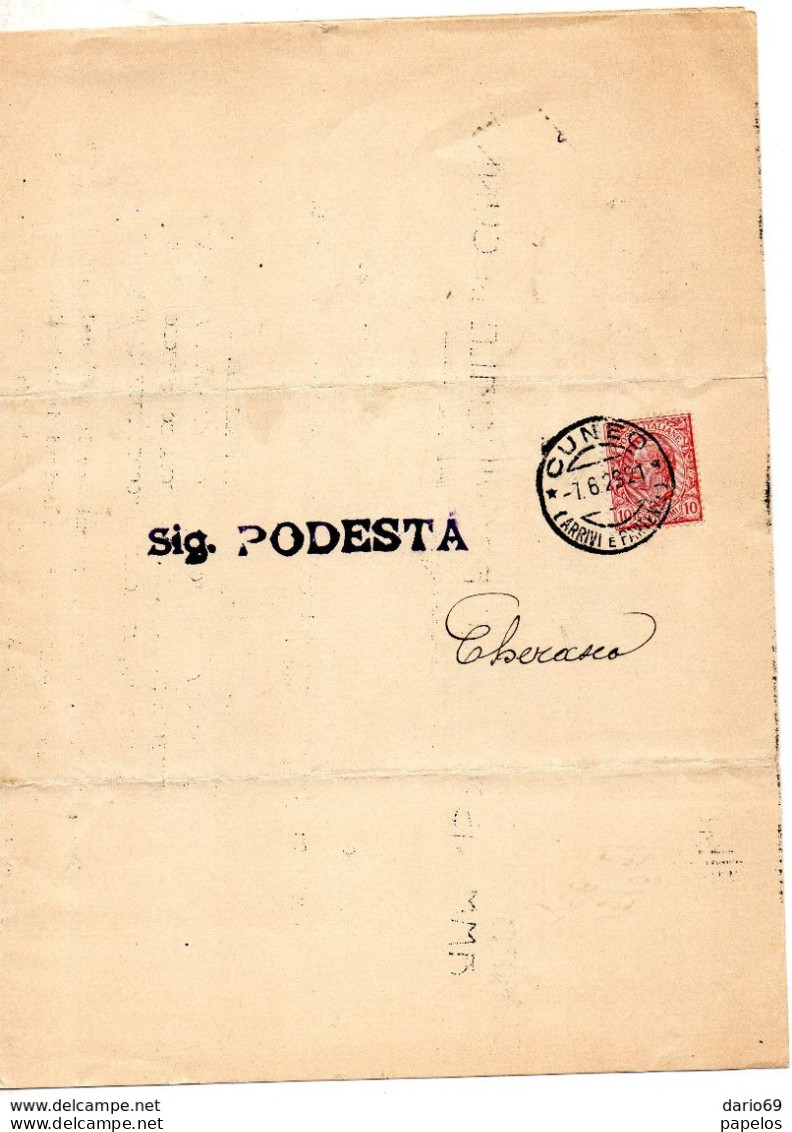 1924 LETTERA CON ANNULLO CUNEO - Marcophilia