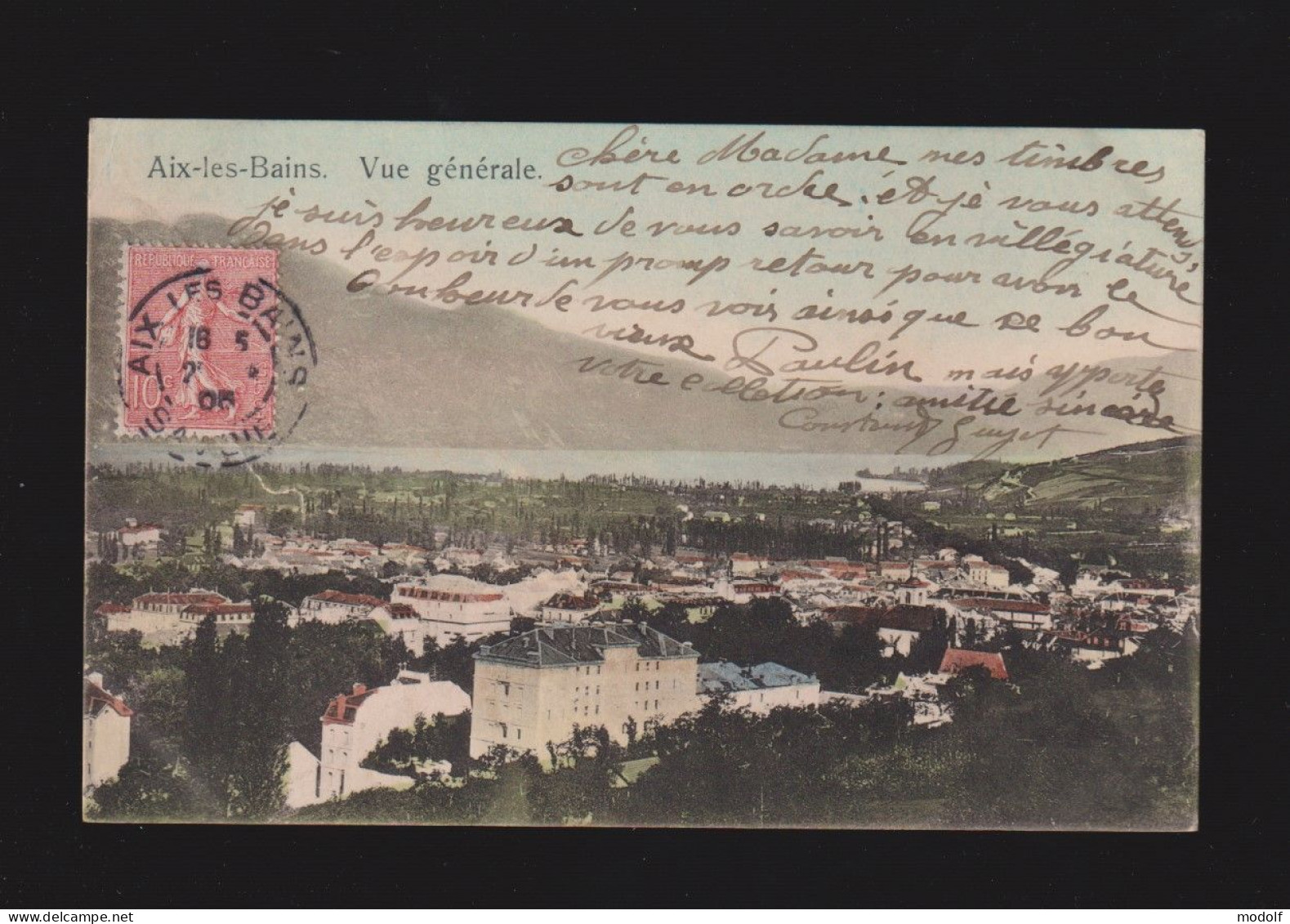 CPA - 73 - Aix-les-Bains - Vue Générale - Colorisée - Circulée En 1905 - Aix Les Bains