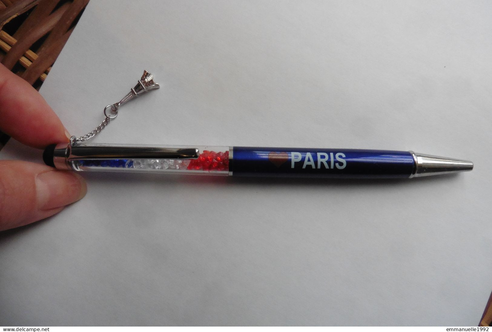Stylo Mobile Souvenir Floaty Pen - I Love Paris France Drapeau Breloque Tour Eiffel Lucky Charm - Schrijfgerief
