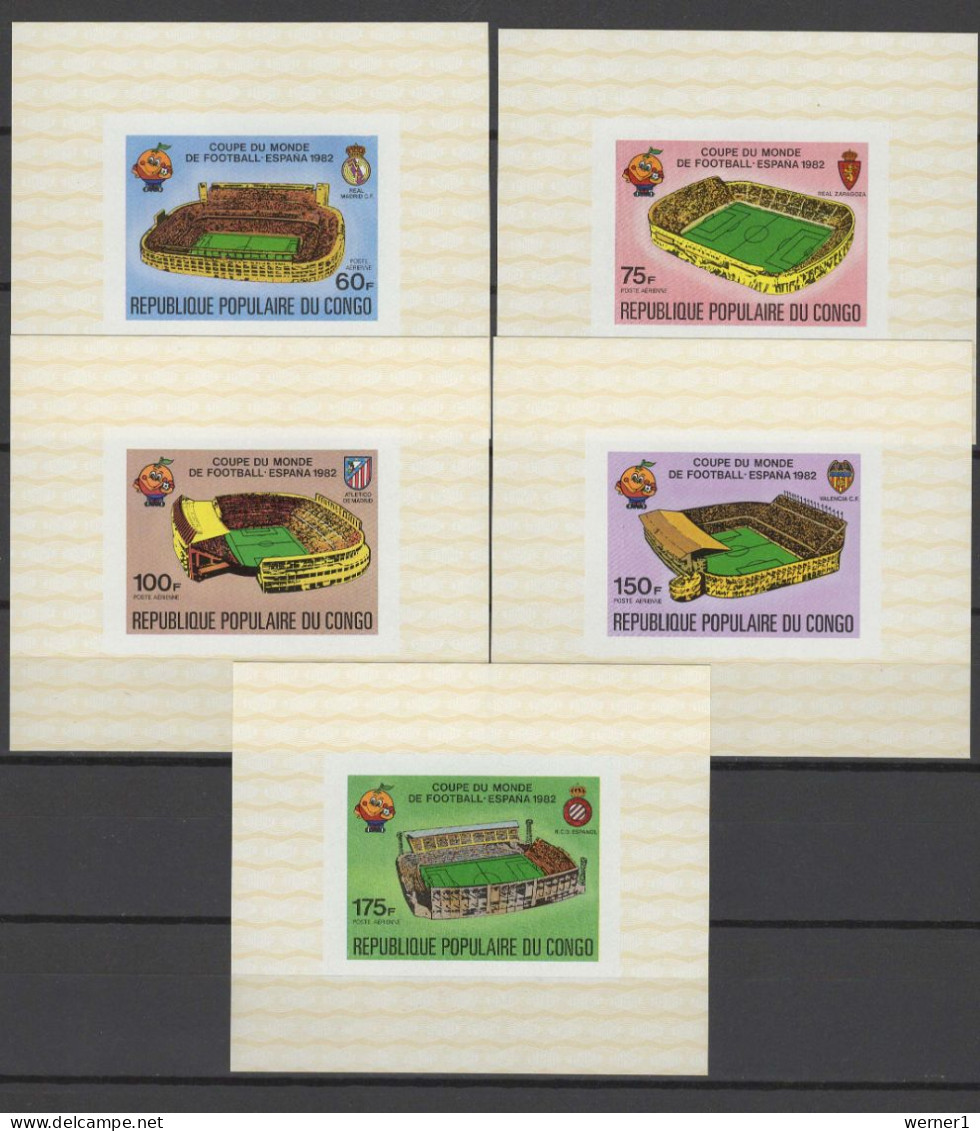 Congo 1980 Football Soccer World Cup Set Of 5 S/s Imperf. MNH -scarce- - 1982 – Espagne
