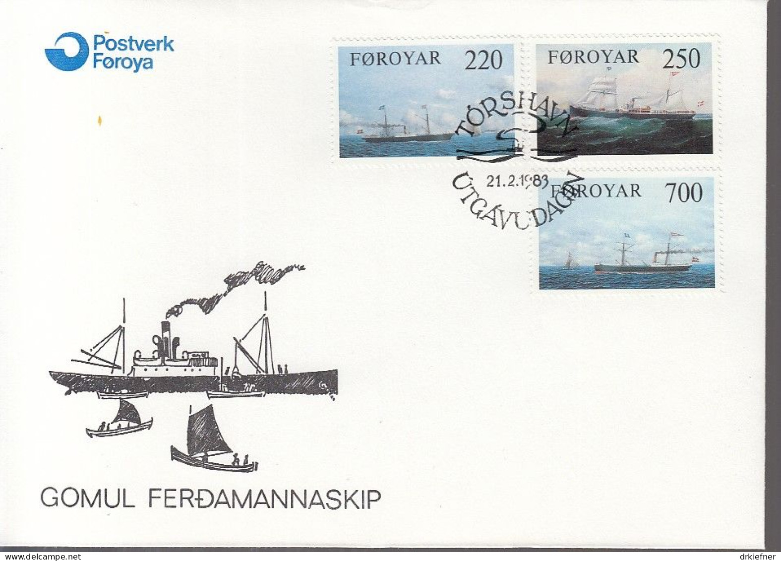 FÄRÖER  79-81, FDC, Dampfschiffe, 1983 - Faeroër
