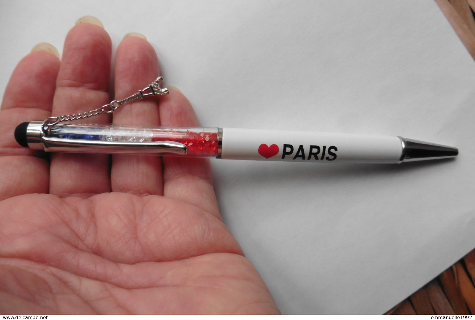 Stylo Mobile Souvenir Floaty Pen - I Love Paris France Drapeau Breloque Tour Eiffel Lucky Charm - Stylos