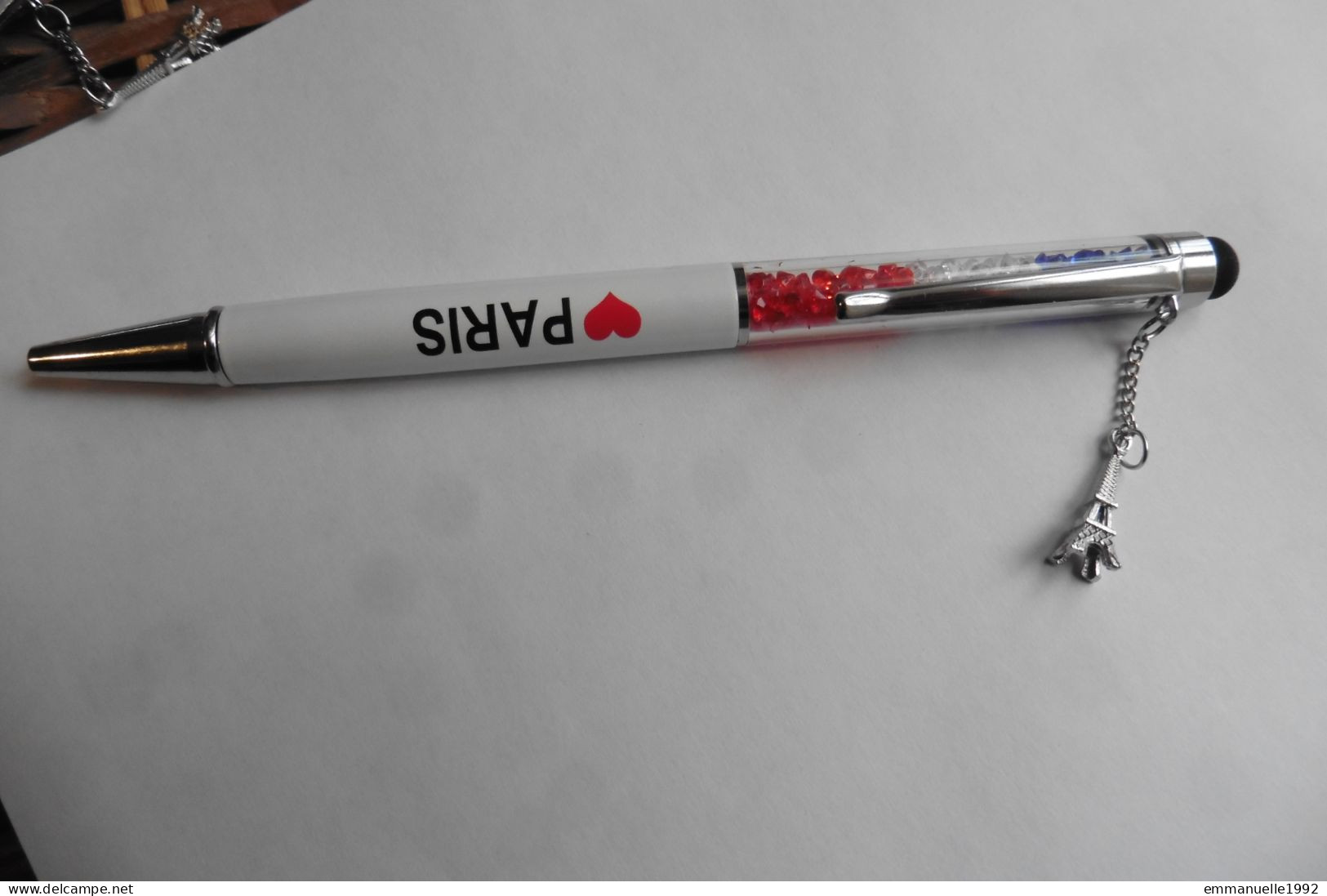 Stylo Mobile Souvenir Floaty Pen - I Love Paris France Drapeau Breloque Tour Eiffel Lucky Charm - Pens