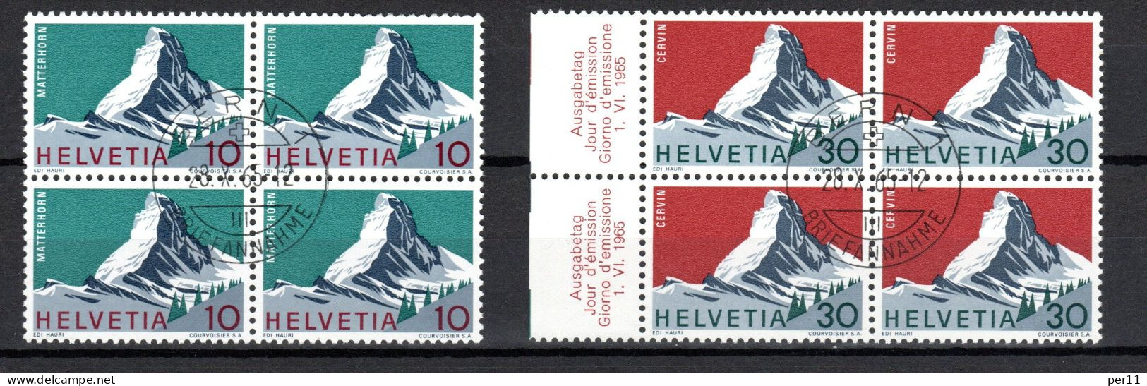 1965 Mountains 4block Used/gest.  (ch130) - Oblitérés