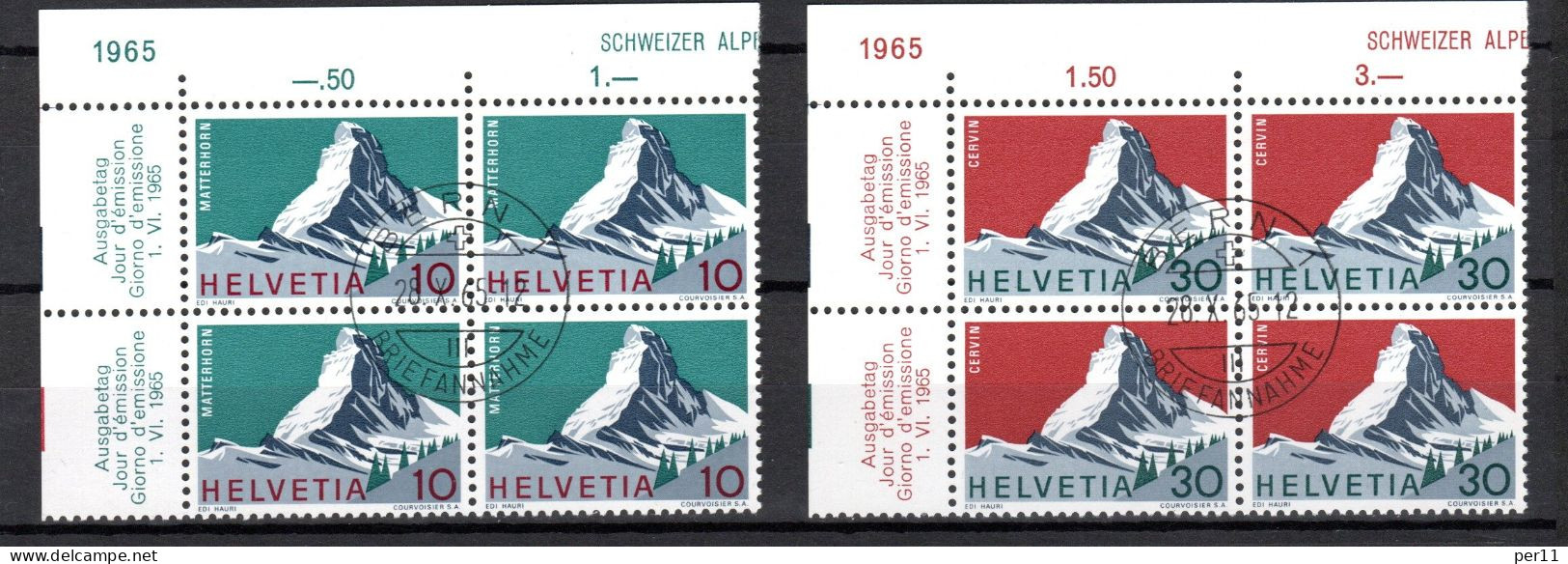 1965 Mountains 4block Used/gest.  (ch129) - Oblitérés