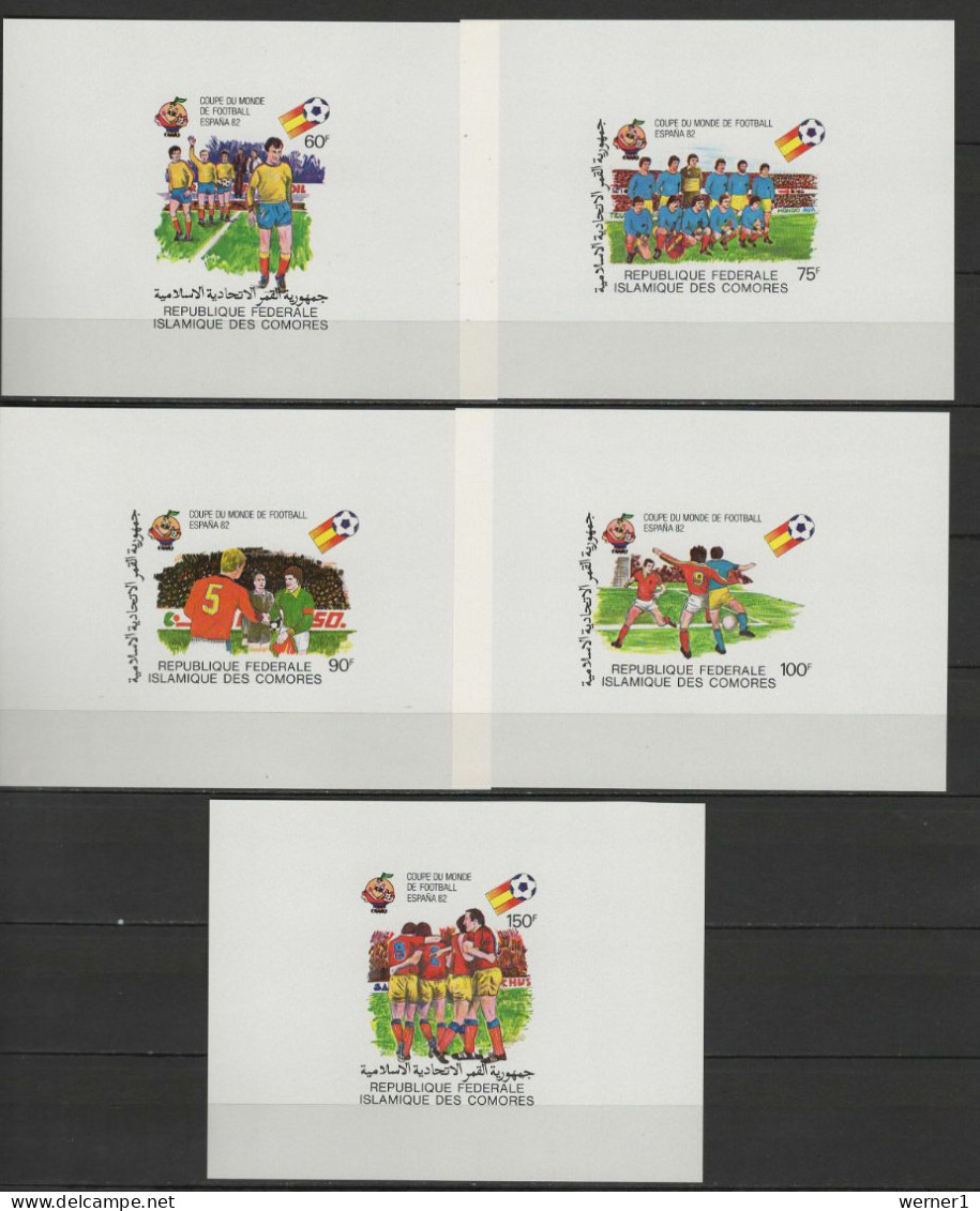 Comoro Islands - Comores 1981 Football Soccer World Cup Set Of 5 S/s Imperf. MNH -scarce- - 1982 – Espagne