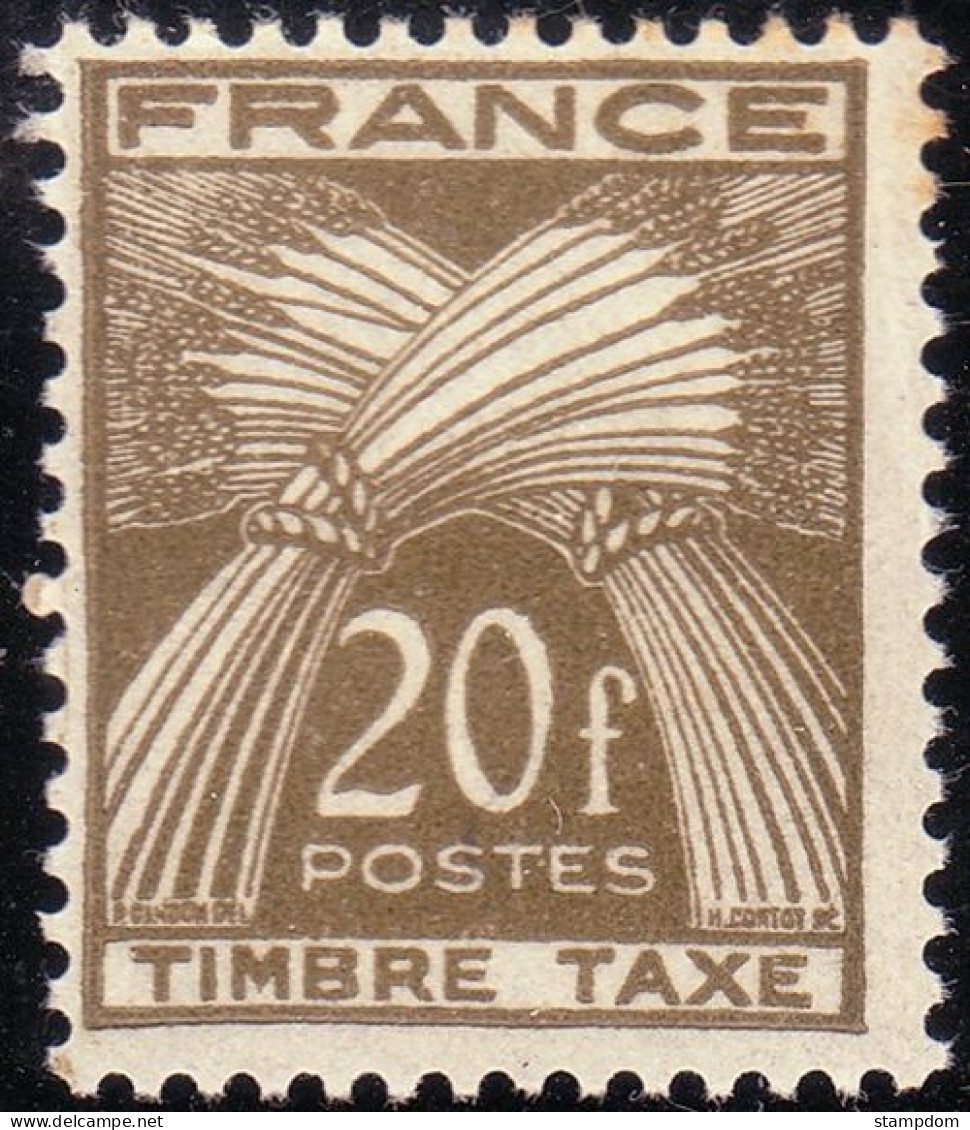 FRANCE 1947 Timbre Taxe Postage Due 20F Sc#J90 MH @P1093 - Unused Stamps