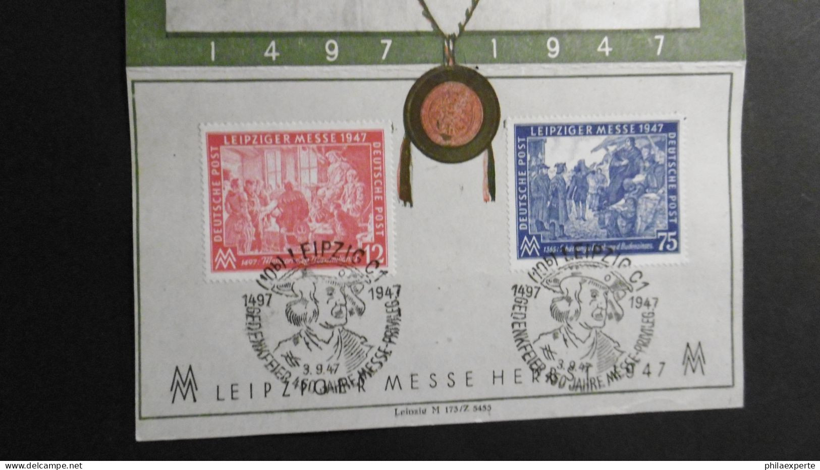 Kontrollrat Mi. 965/966 Sonderfaltblatt Messeprivileg SST Leipzig 3-9-1947 - Storia Postale