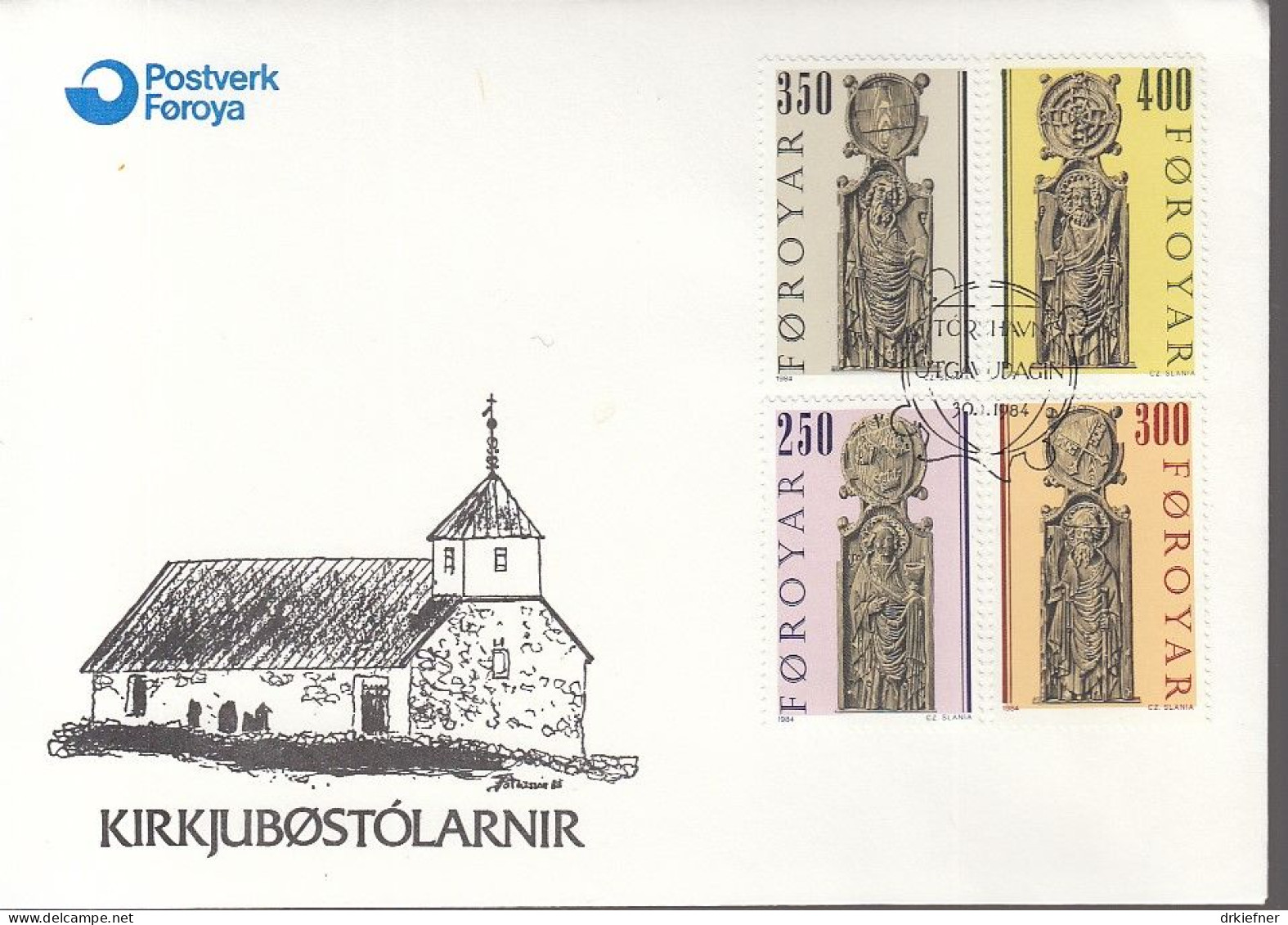 FÄRÖER  93-96, FDC, Kirchengestühlwangen, 1984 - Faeroër