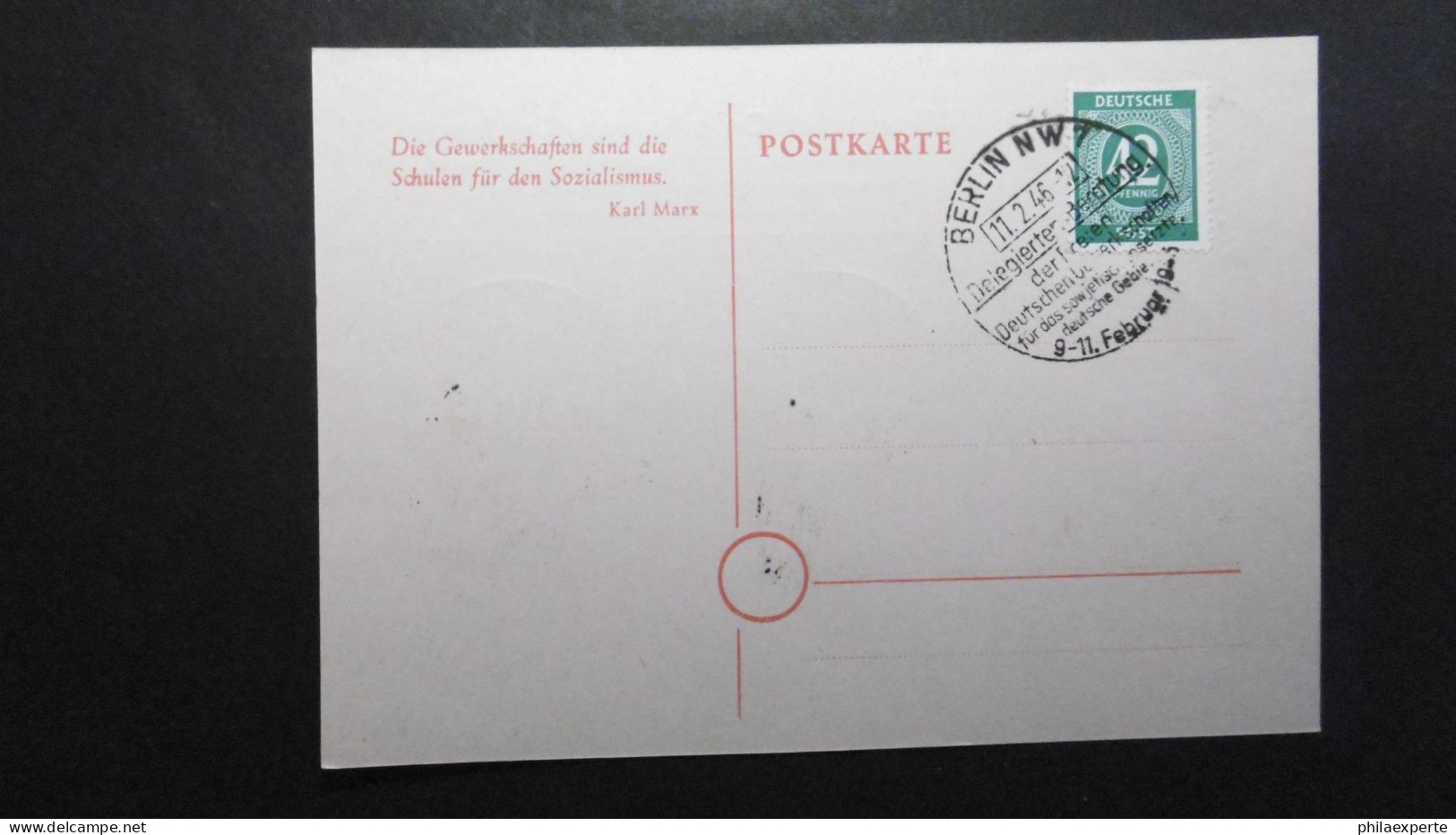 Kontrollrat Mi. 930 + 932/933 + 935 Sonderkarte DGB Sitzung SST Berlin 11.2.1946-Mi. 930 Lose 40.-€ - Covers & Documents