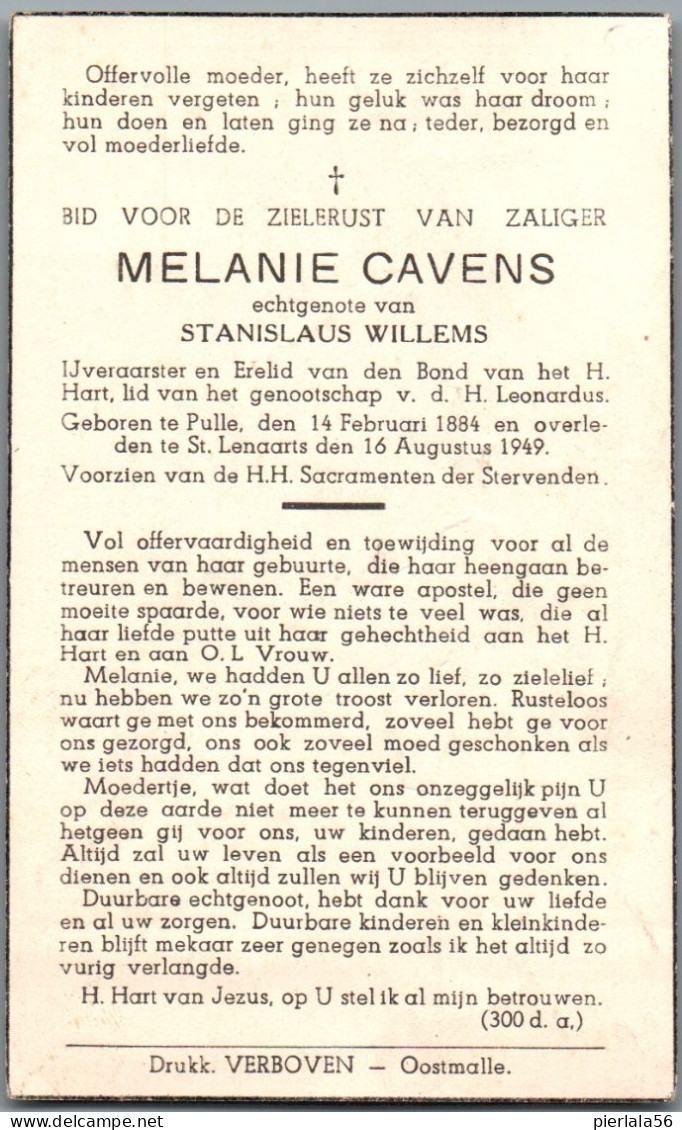 Bidprentje Pulle - Cavens Melanie (1884-1949) - Devotion Images