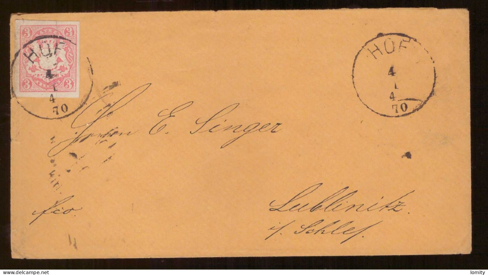 Allemagne Bavière Bayern Lettre Brief Cover Cachet 1870 HOF - Lettres & Documents