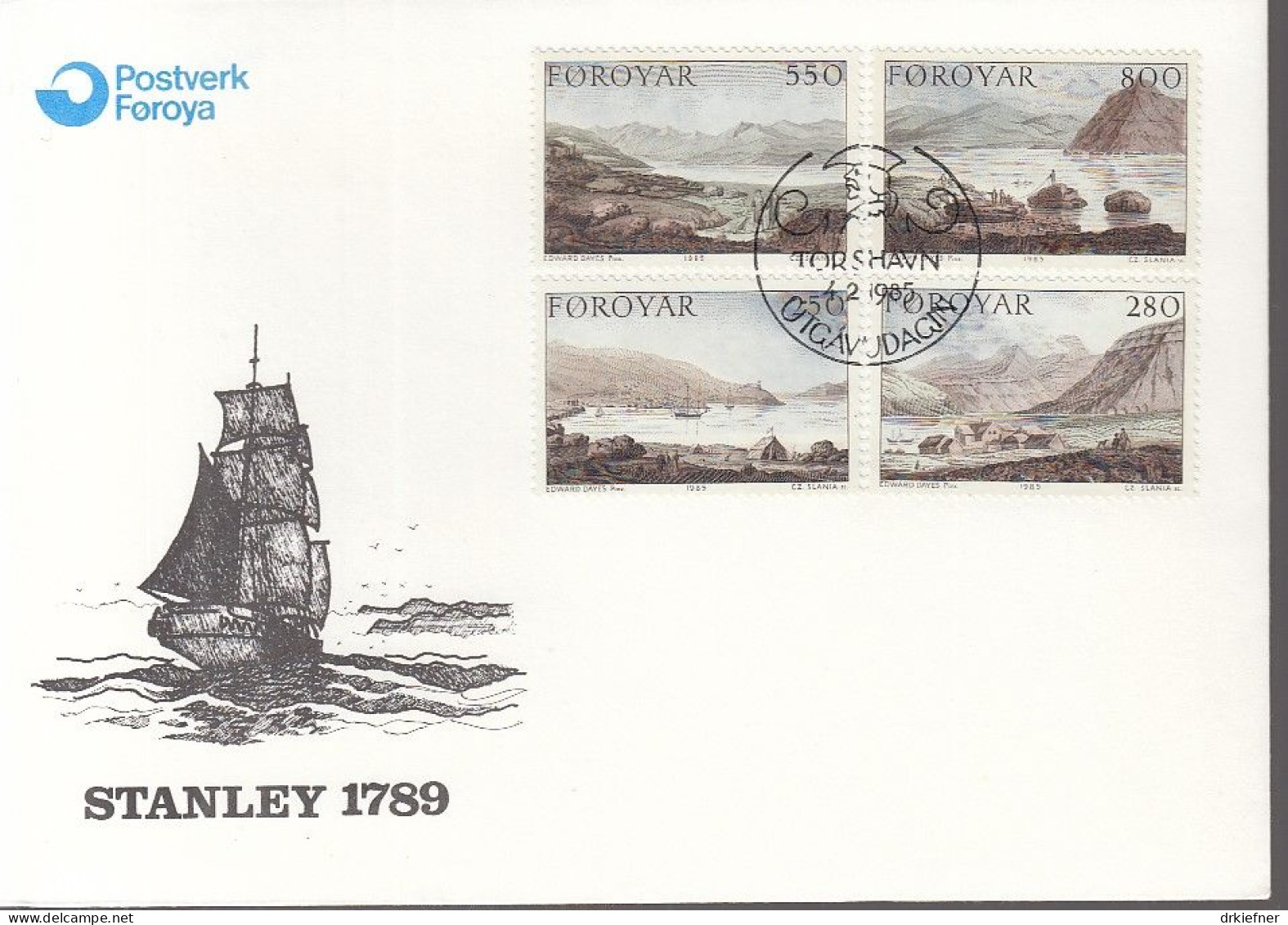 FÄRÖER  112-115, FDC, Landschaftsgemälde, 1985 - Faroe Islands