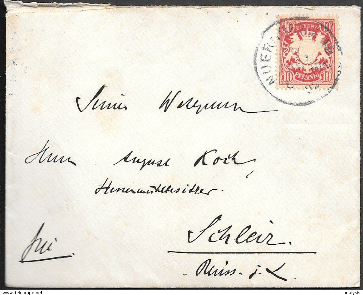 Germany Bayern Nuernberg Cover Mailed To Schleiz 1902 - Cartas & Documentos