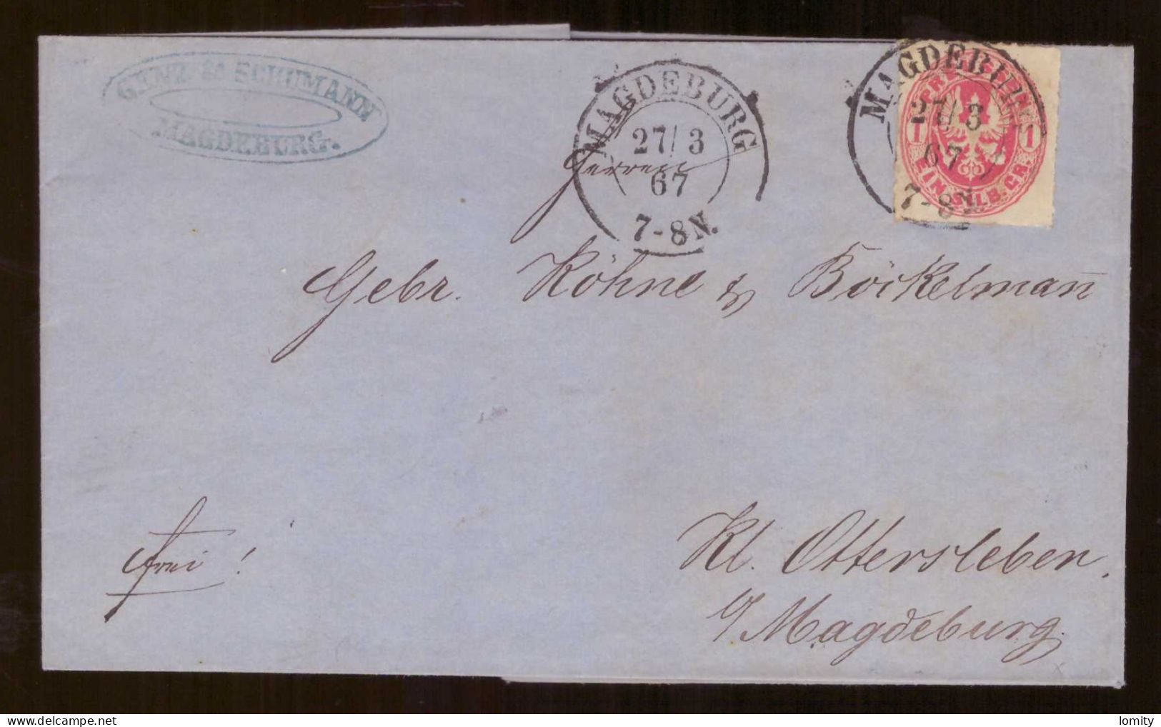 Allemagne Prusse Preussen Lettre Brief Cover Timbre N° 17 Cachet 1867 Magdeburg - Covers & Documents