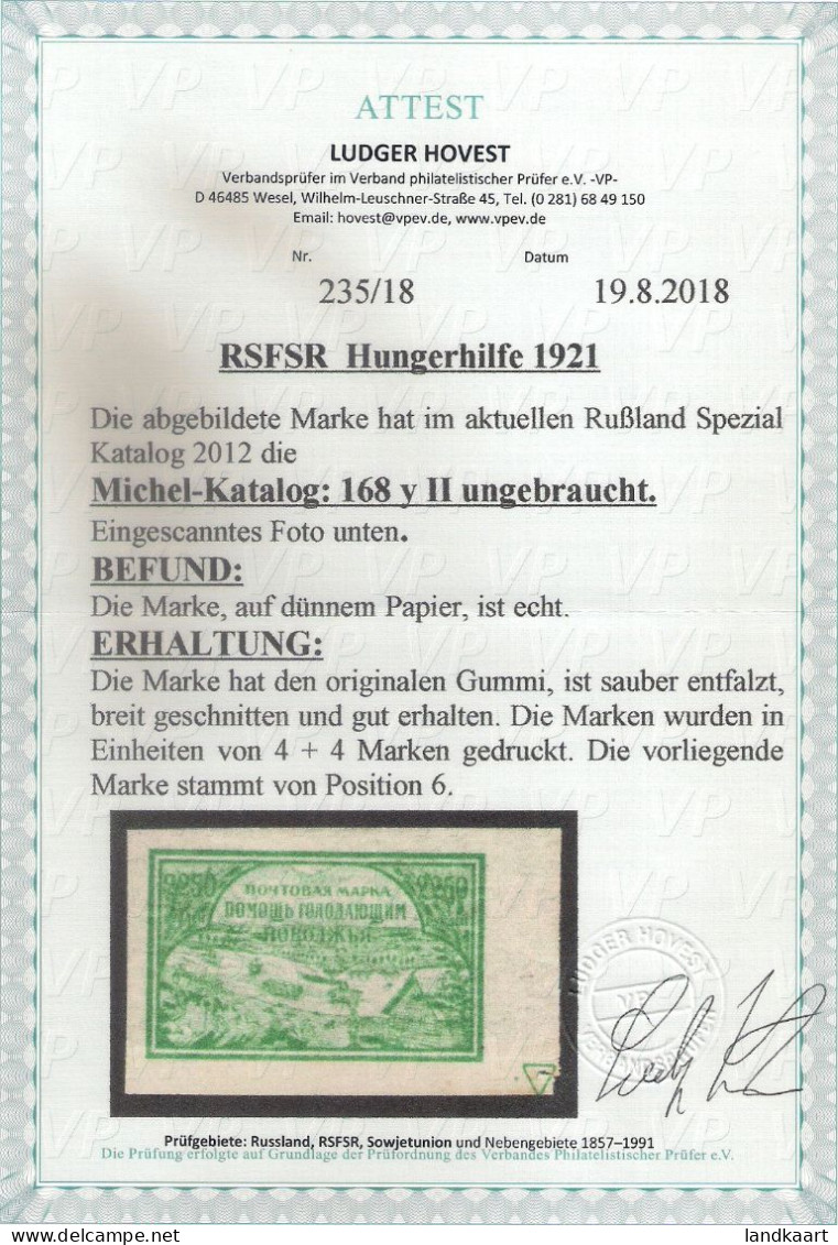 Russia 1921, Michel Nr 168y, MLH OG - Ongebruikt