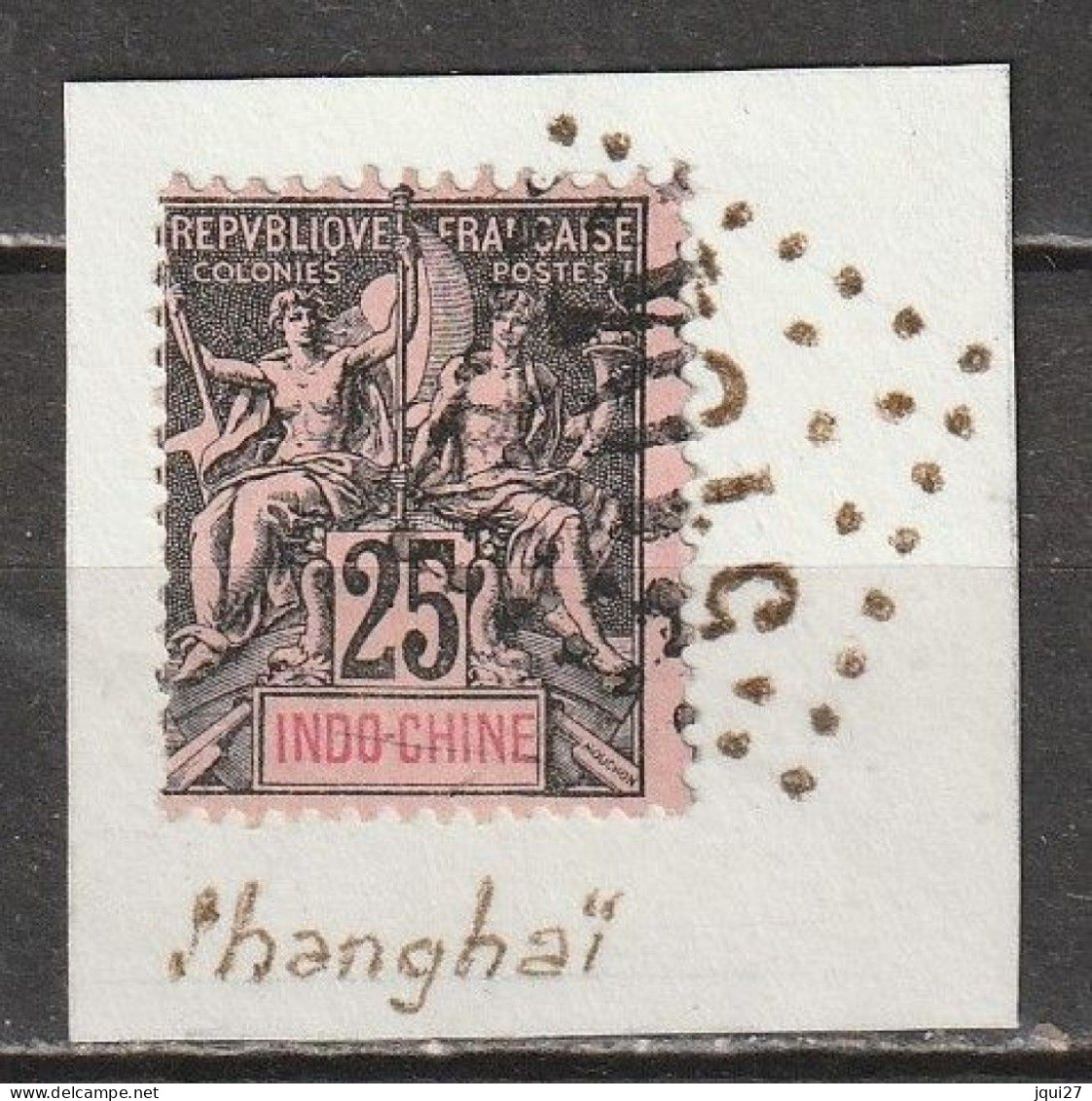 Indochine N° 10 Oblitération Losange Gros Chiffre 5104 Shanghaï Sur Fragment - Oblitérés