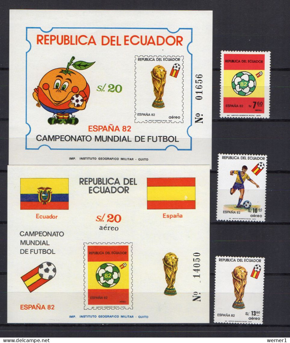 Ecuador 1981 Football Soccer World Cup Set Of 3 + 2 S/s MNH - 1982 – Espagne