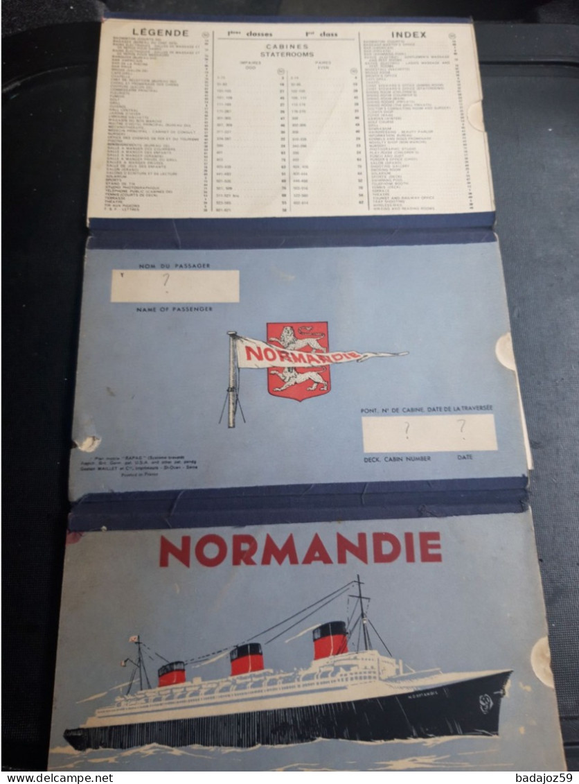 Très Rare Plan Des Cabines 1eres Classes Du Paquebot Normandie - Other & Unclassified