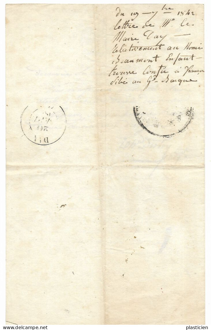 LETTRE MANUSCRITE AVEC EN TETE DEPARTEMENT DES LANDES MAIRE DE DAX (40)  , AU MAIRE DE POYARTIN 1842 - Manuscrits