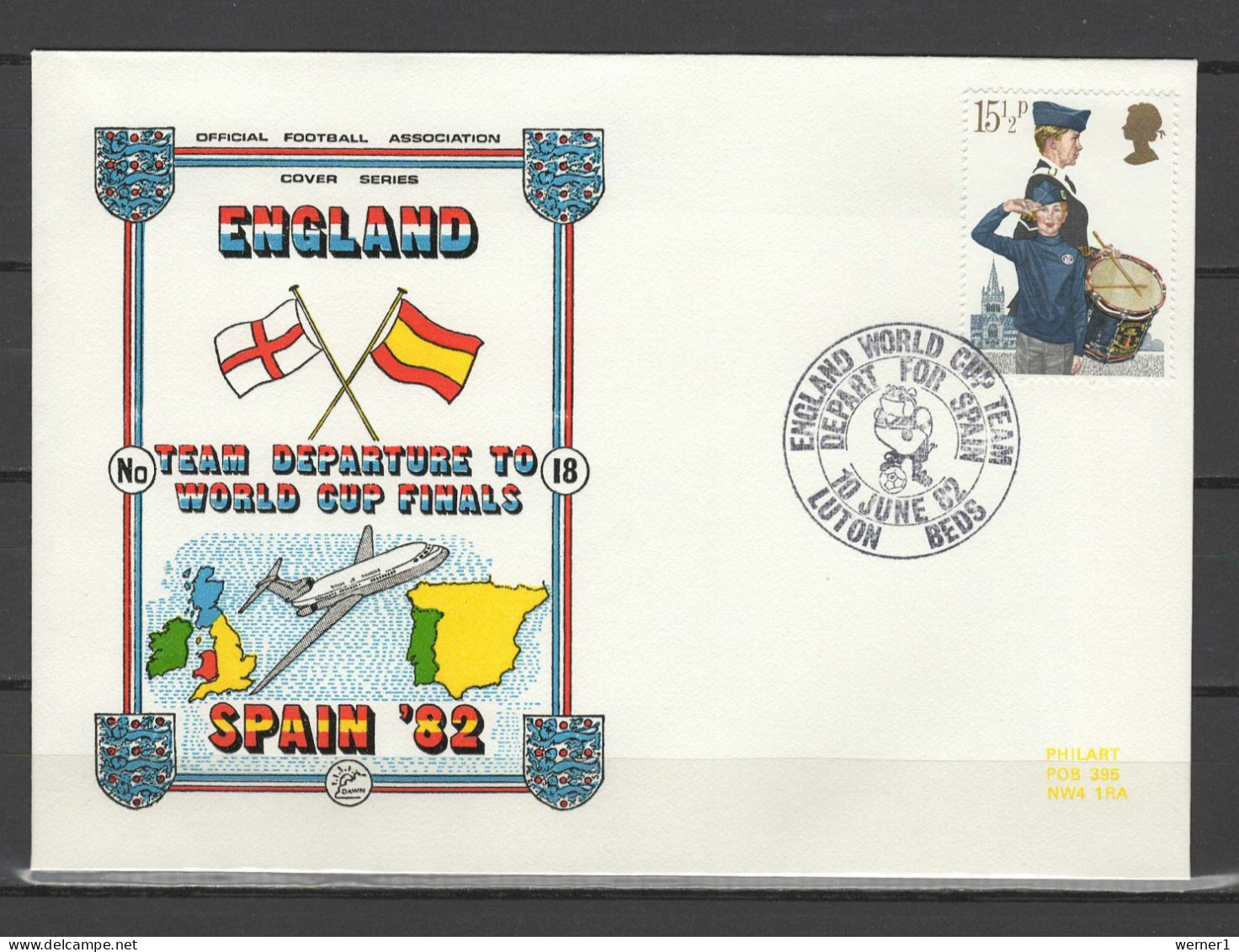 England 1982 Football Soccer World Cup Commemorative Cover, Departure Of English Team - 1982 – Spain