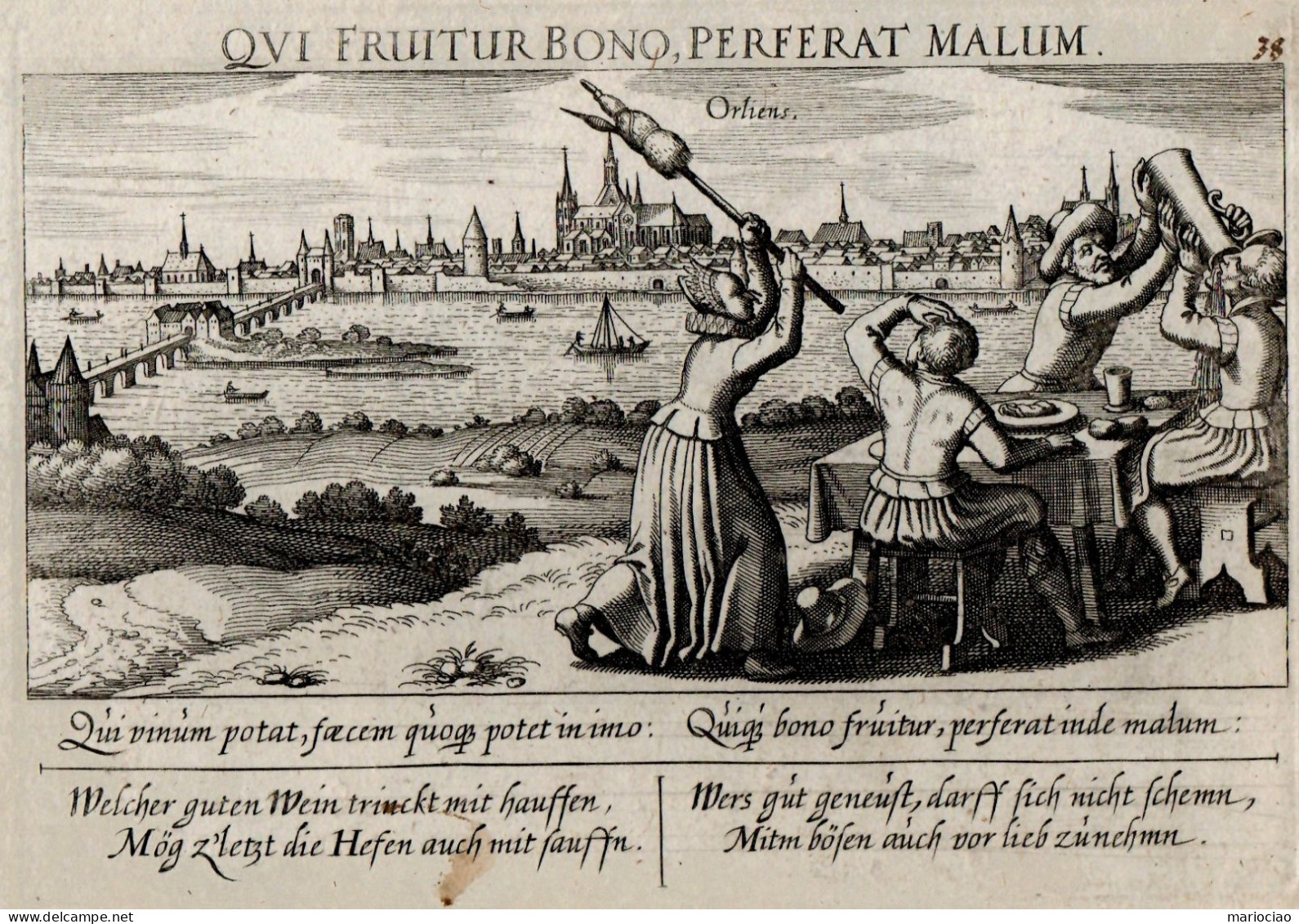 ST-FR ORLEANS 1630~ ORLIENS Daniel Meisner -QUI FRUITUR BONO, PERFERAT MALUM - Estampas & Grabados