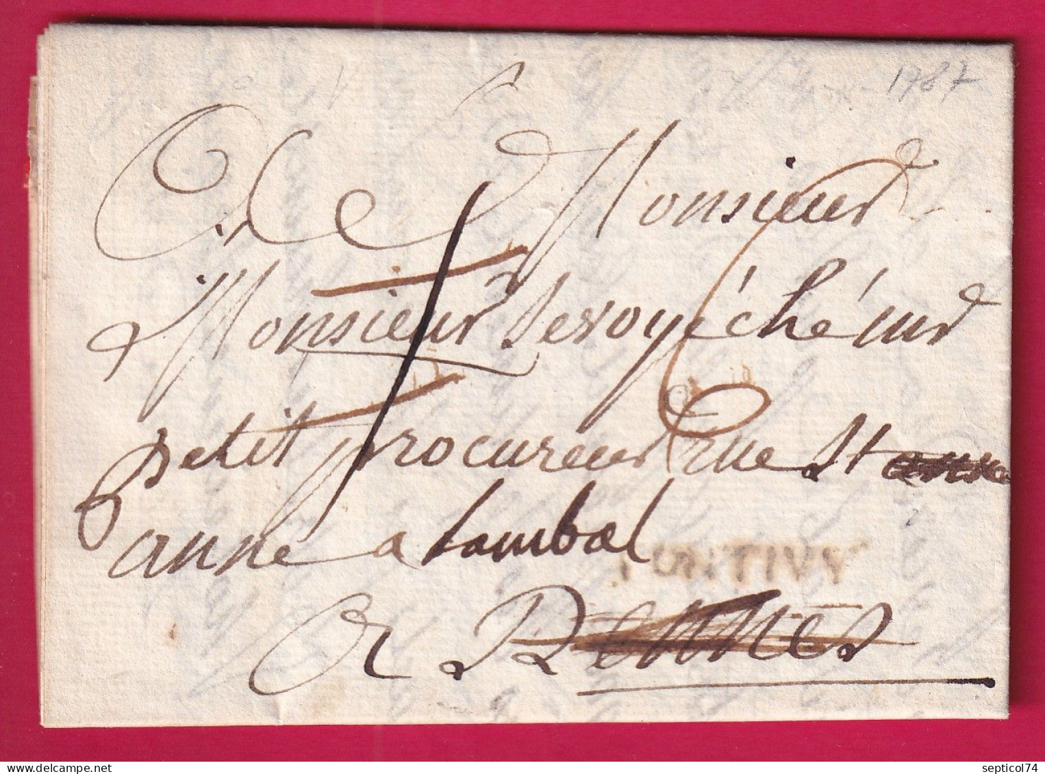 DEBOURSE MANUSCRIT DE RENNES ILLE ET VILAINE 1787 DEPART PONTIVY LENAIN N°11 INDCIE 17 LETTRE - 1701-1800: Précurseurs XVIII