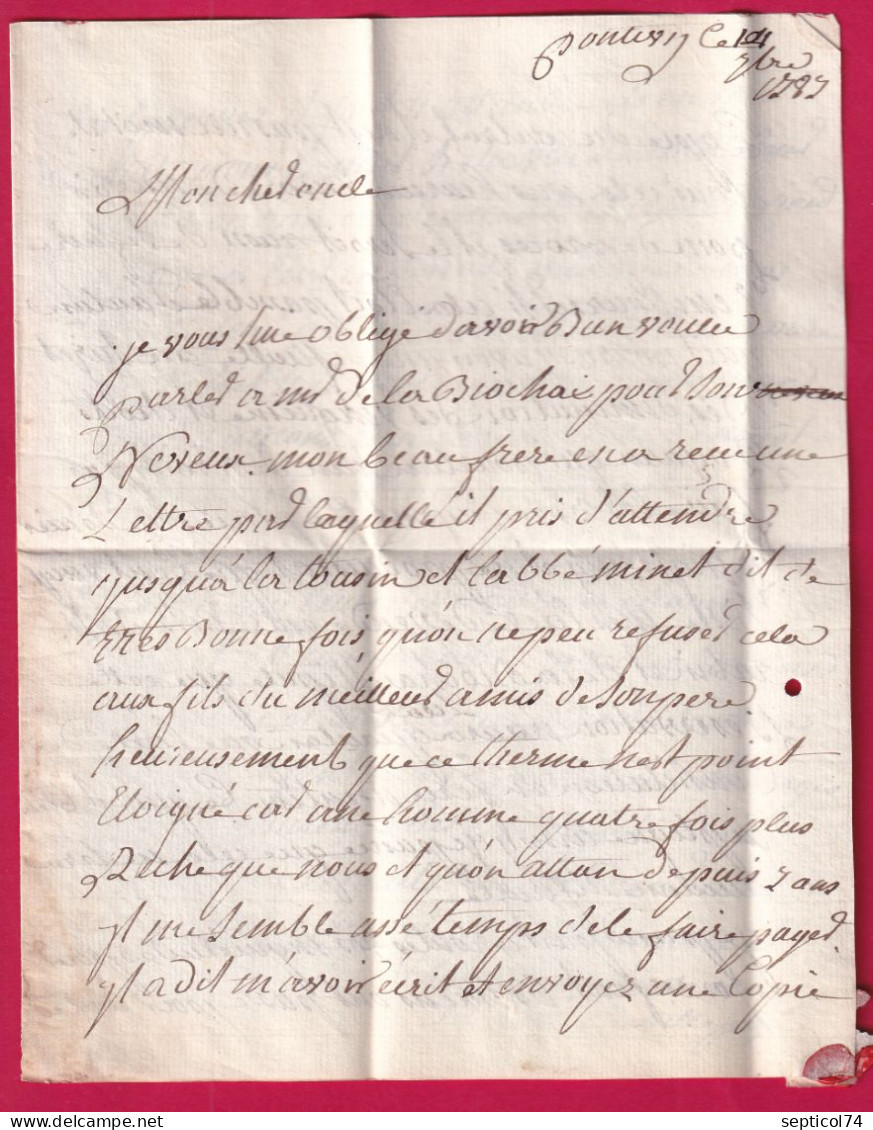 DEBOURSE MANUSCRIT DE RENNES ILLE ET VILAINE 1787 DEPART PONTIVY LENAIN N°11 INDCIE 17 LETTRE - 1701-1800: Vorläufer XVIII