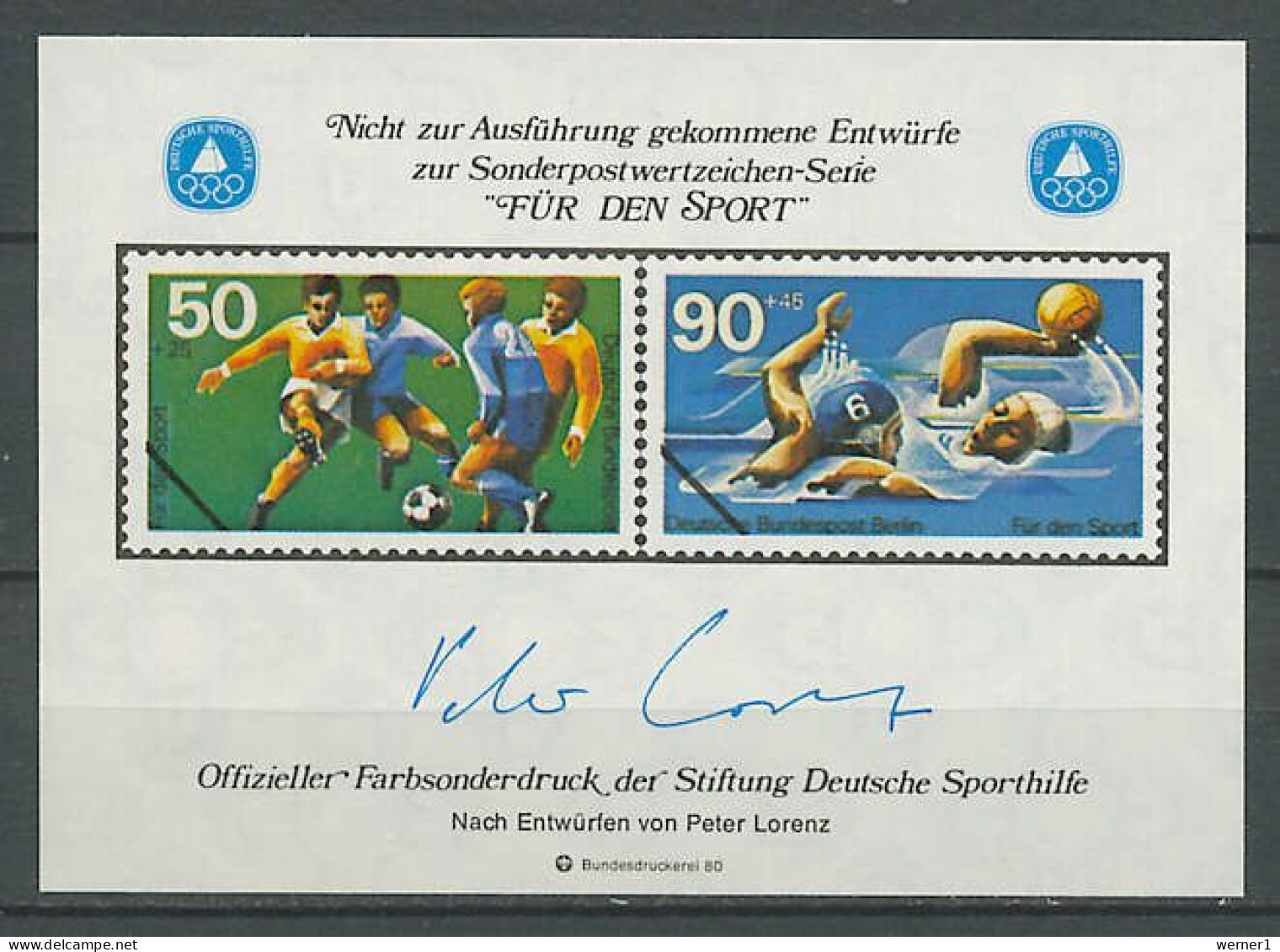Germany 1980 Football Soccer, Waterball Vignette MNH - Ungebraucht