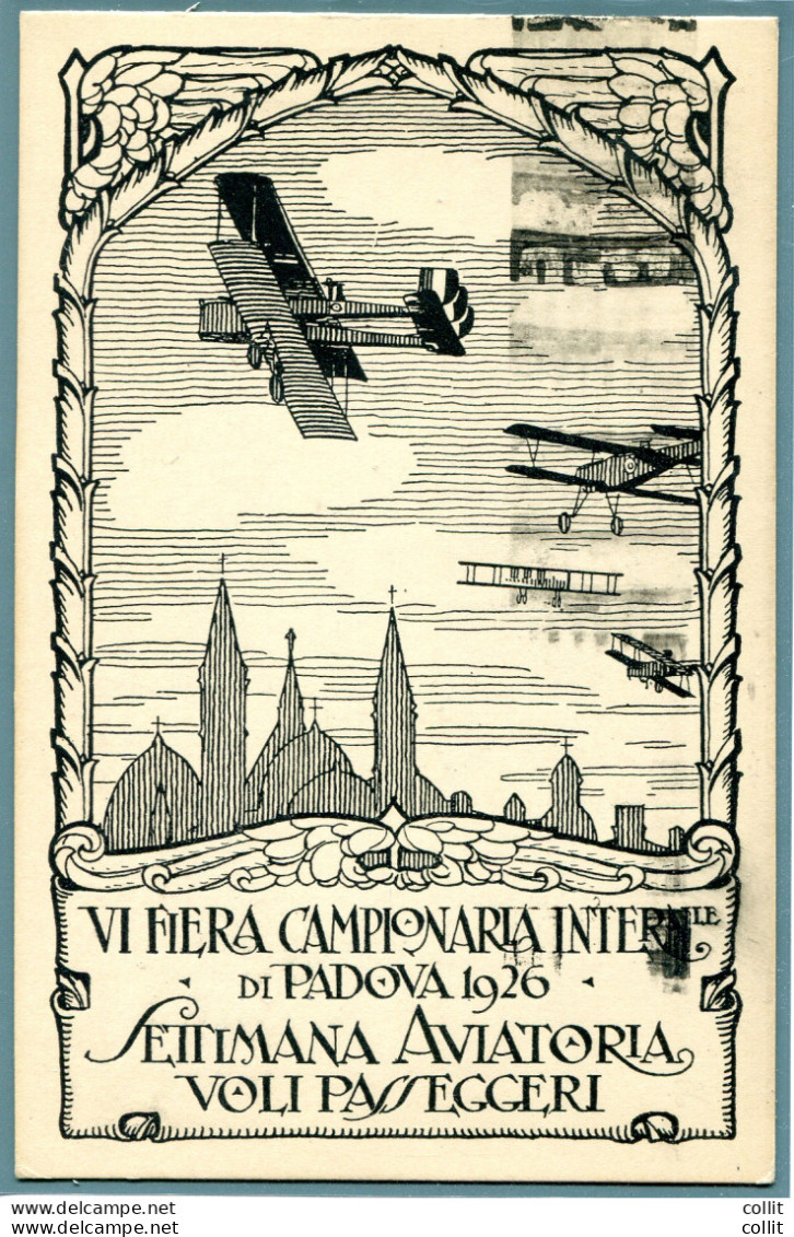 Settimana Aviatoria Padova - Cartolina Ufficiale Del Volo Passeggeri - Marcophilia