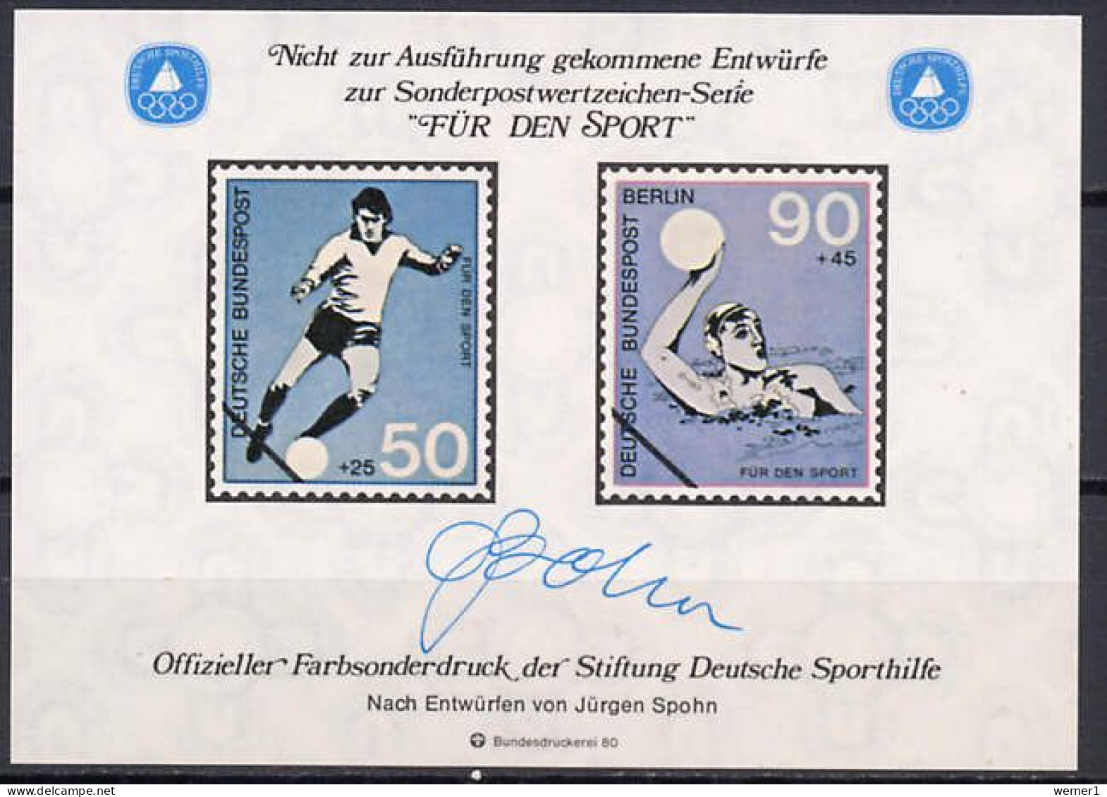 Germany 1980 Football Soccer, Waterball Vignette MNH - Unused Stamps