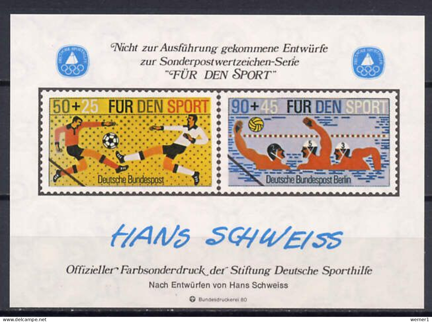 Germany 1980 Football Soccer, Waterball Vignette MNH - Unused Stamps