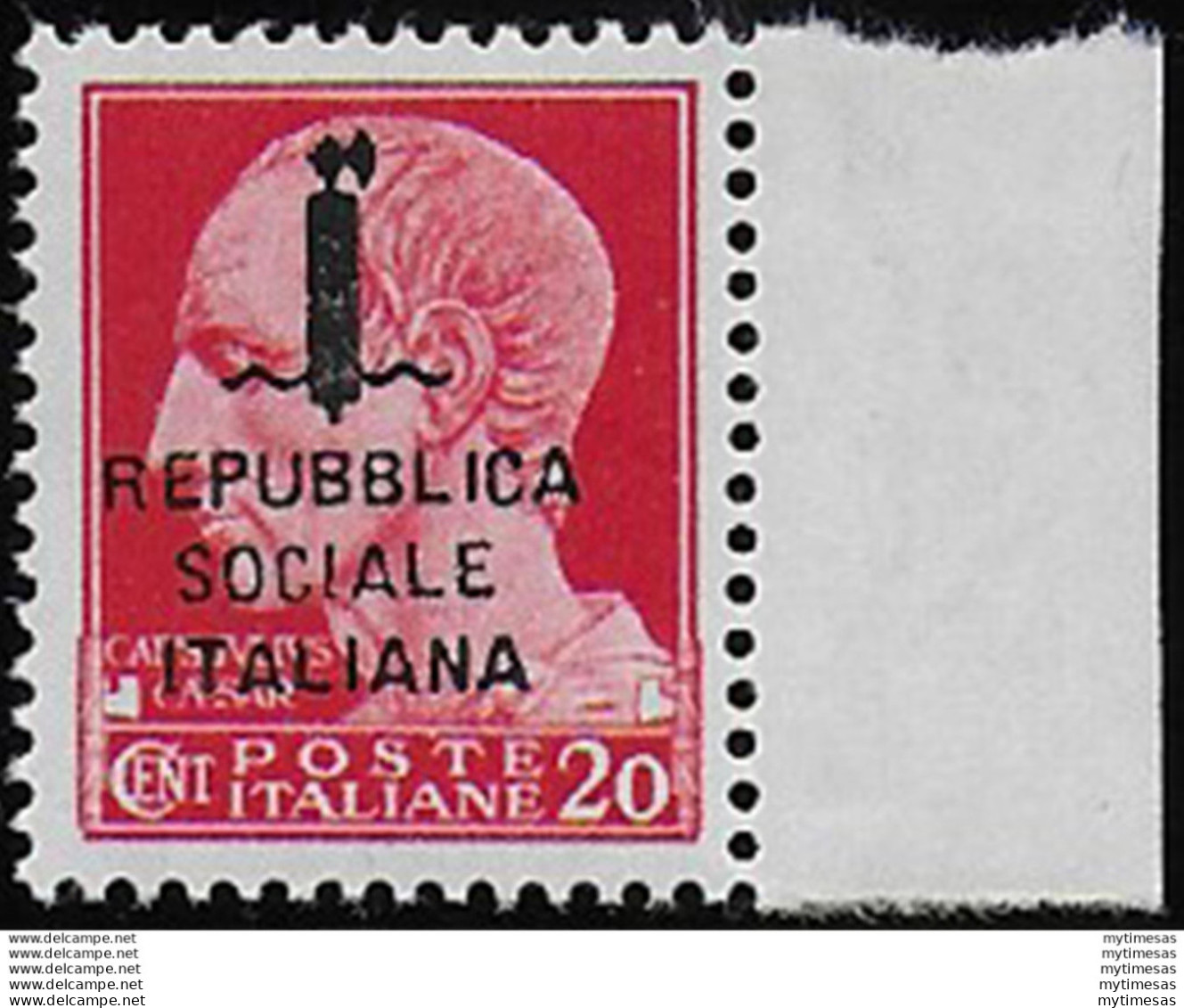 1944 Repubblica Sociale 20c. Giulio Cesare MNH Sassone N. 495/A - Andere & Zonder Classificatie